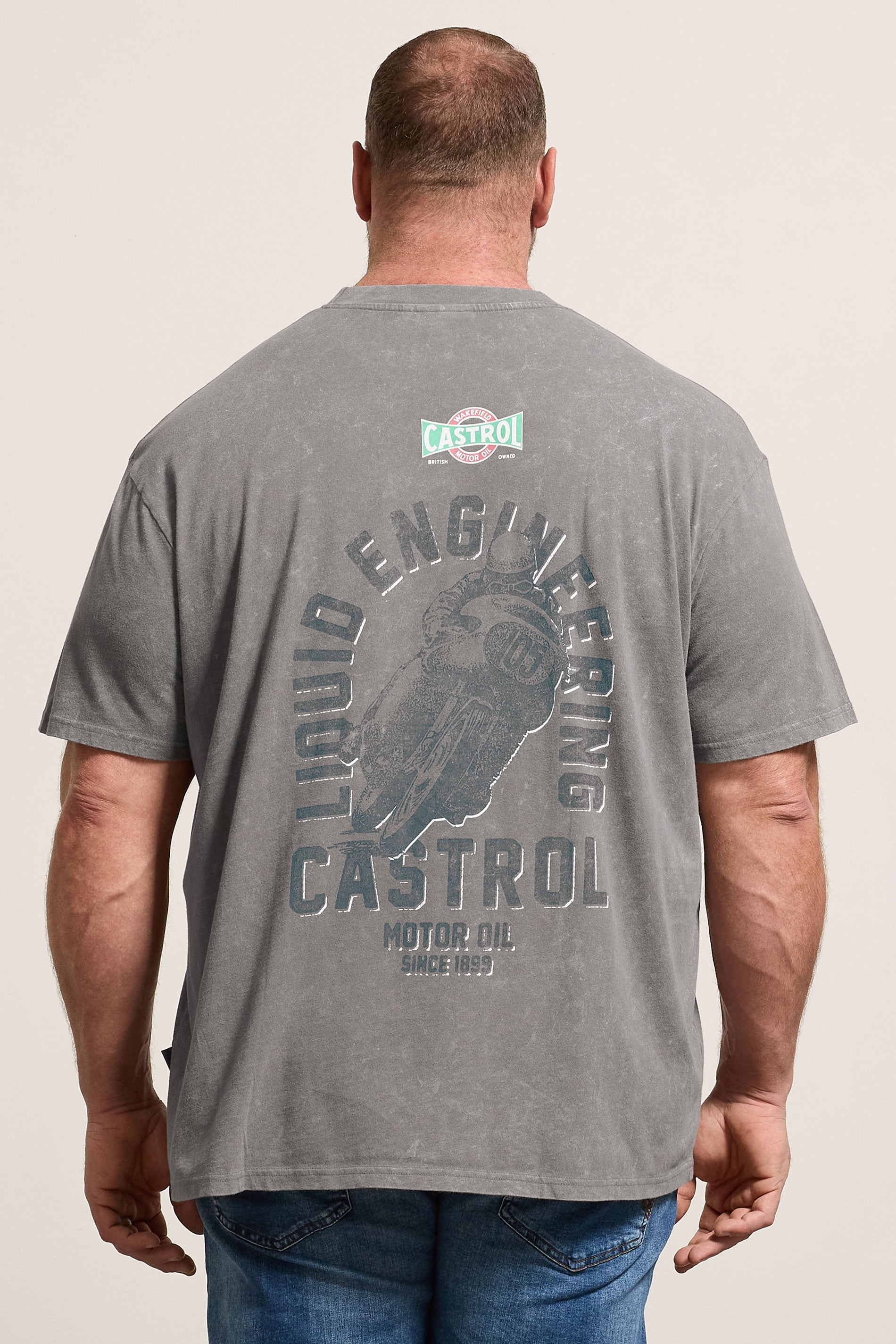 BadRhino Big & Tall Grey Acid Wash 'Castrol' Bike Graphic T-Shirt | BadRhino 2