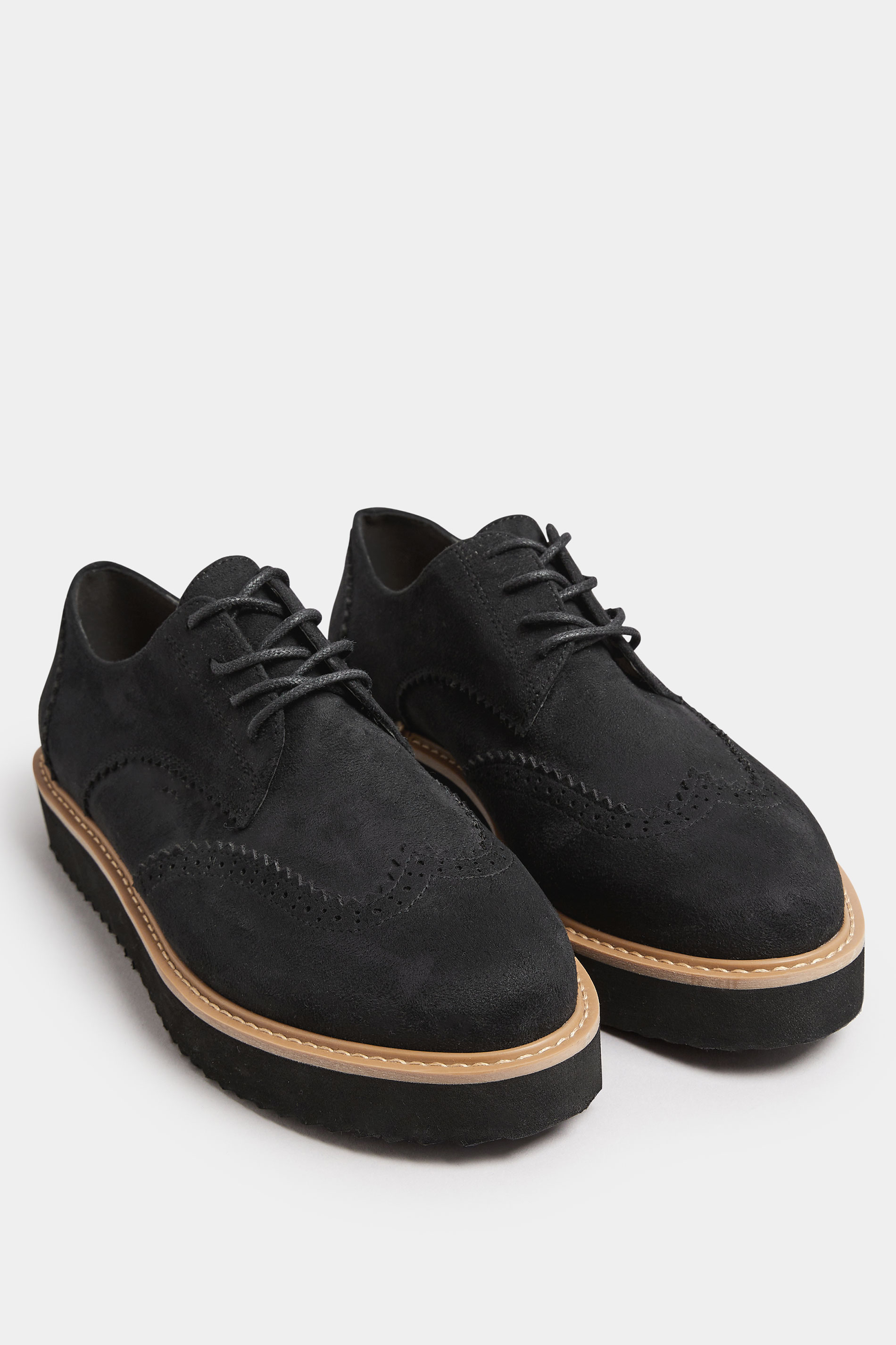 Black Faux Suede Derby Shoe In Extra Wide EEE Fit | Yours Clothing 2