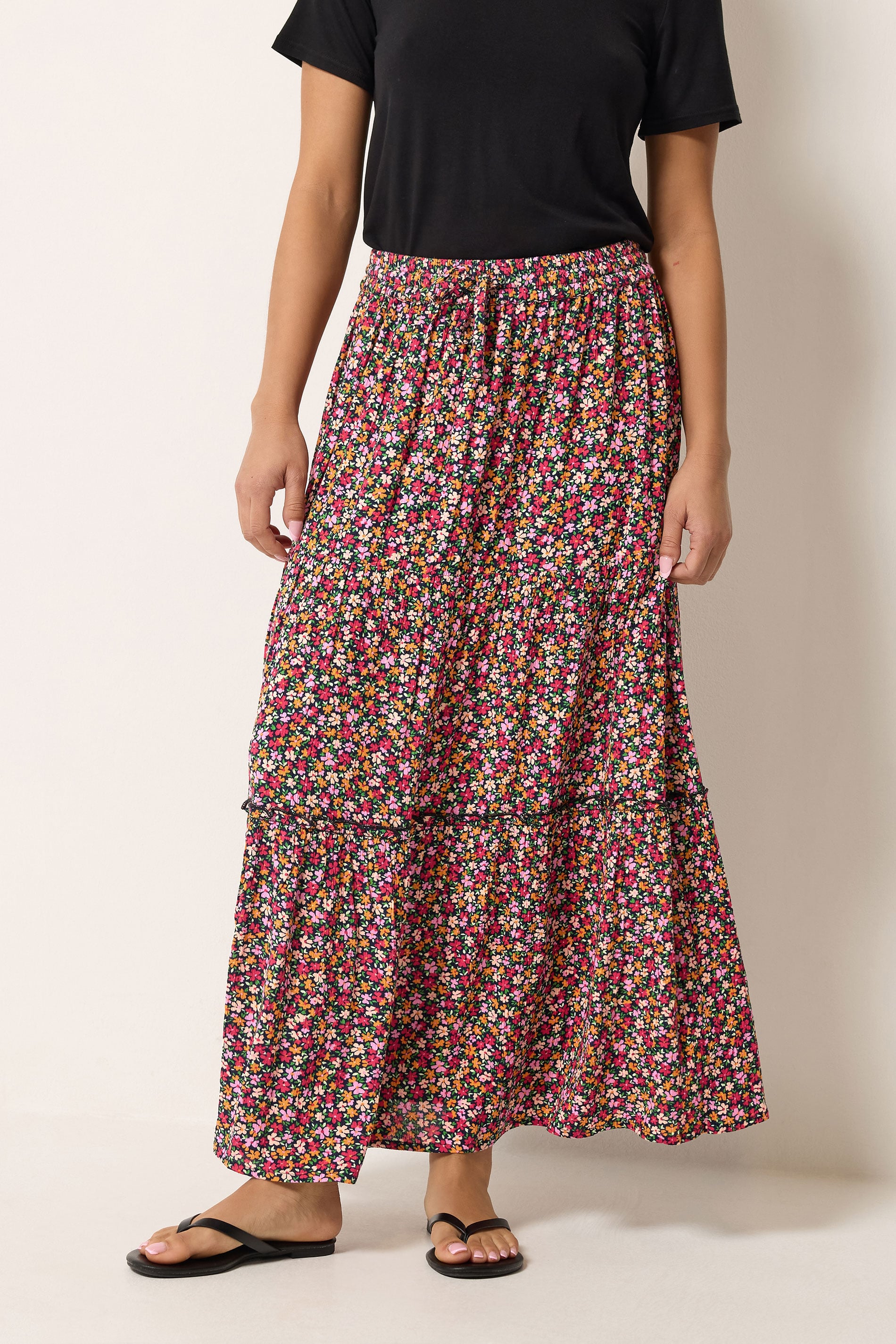 M&Co Petite Pink Ditsy Floral Maxi Skirt | M&Co 3