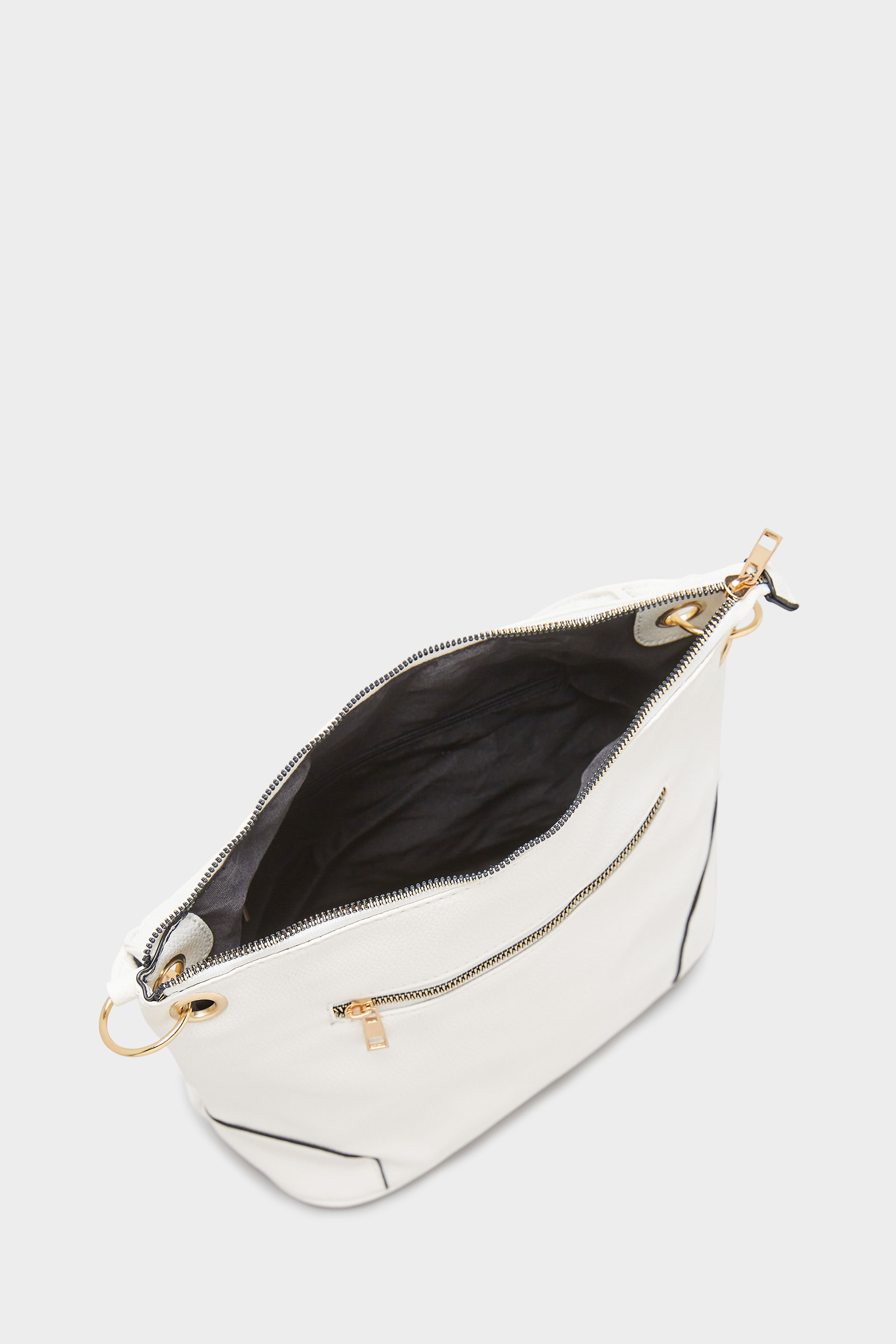 White Dual Strap Zip Detail Shoulder Bag | Long Tall Sally