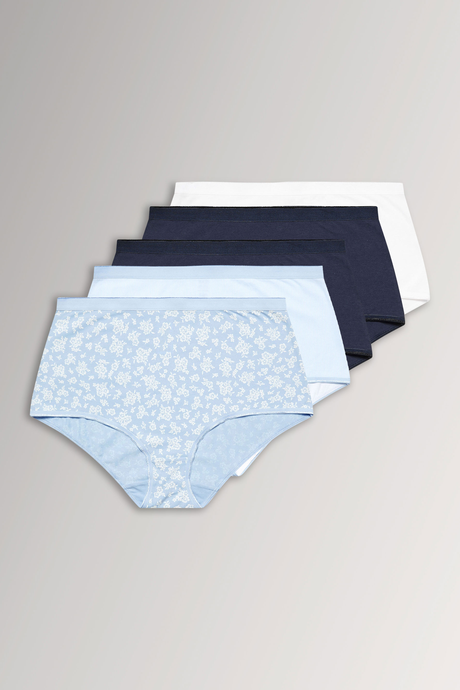 YOURSET 5 PACK Plus Size Blue Floral Print Full Briefs | Yours Clothing 3