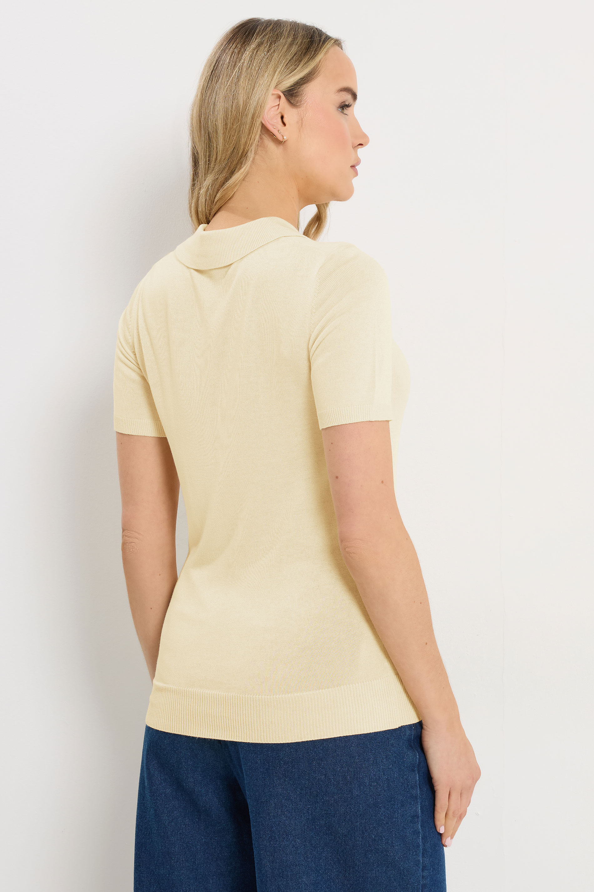 LTS Tall Women's Yellow Knitted Polo Top | Long Tall Sally 4