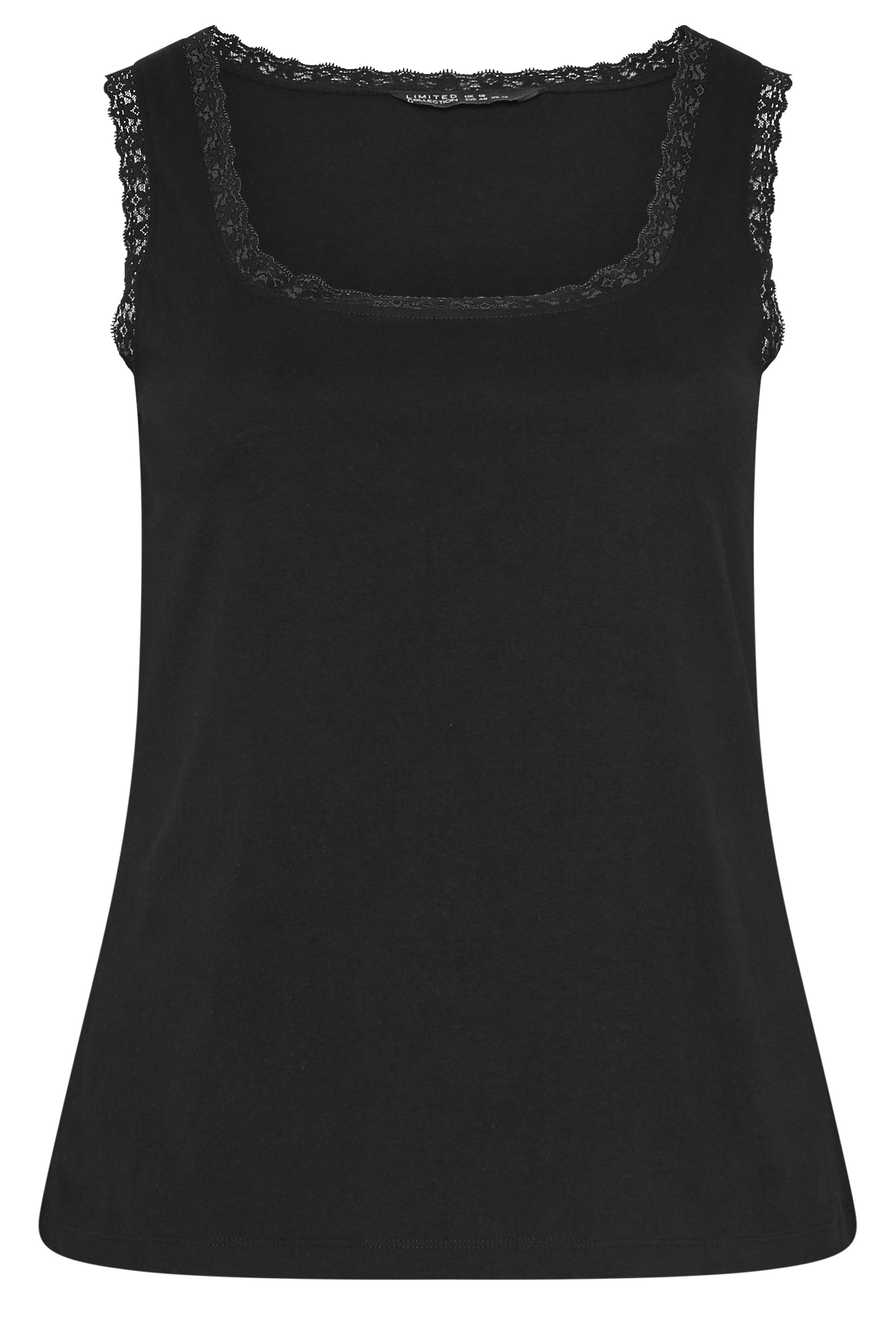 LIMITED COLLECTION Plus Size Black Lace Trim Vest Top | Yours Clothing 5