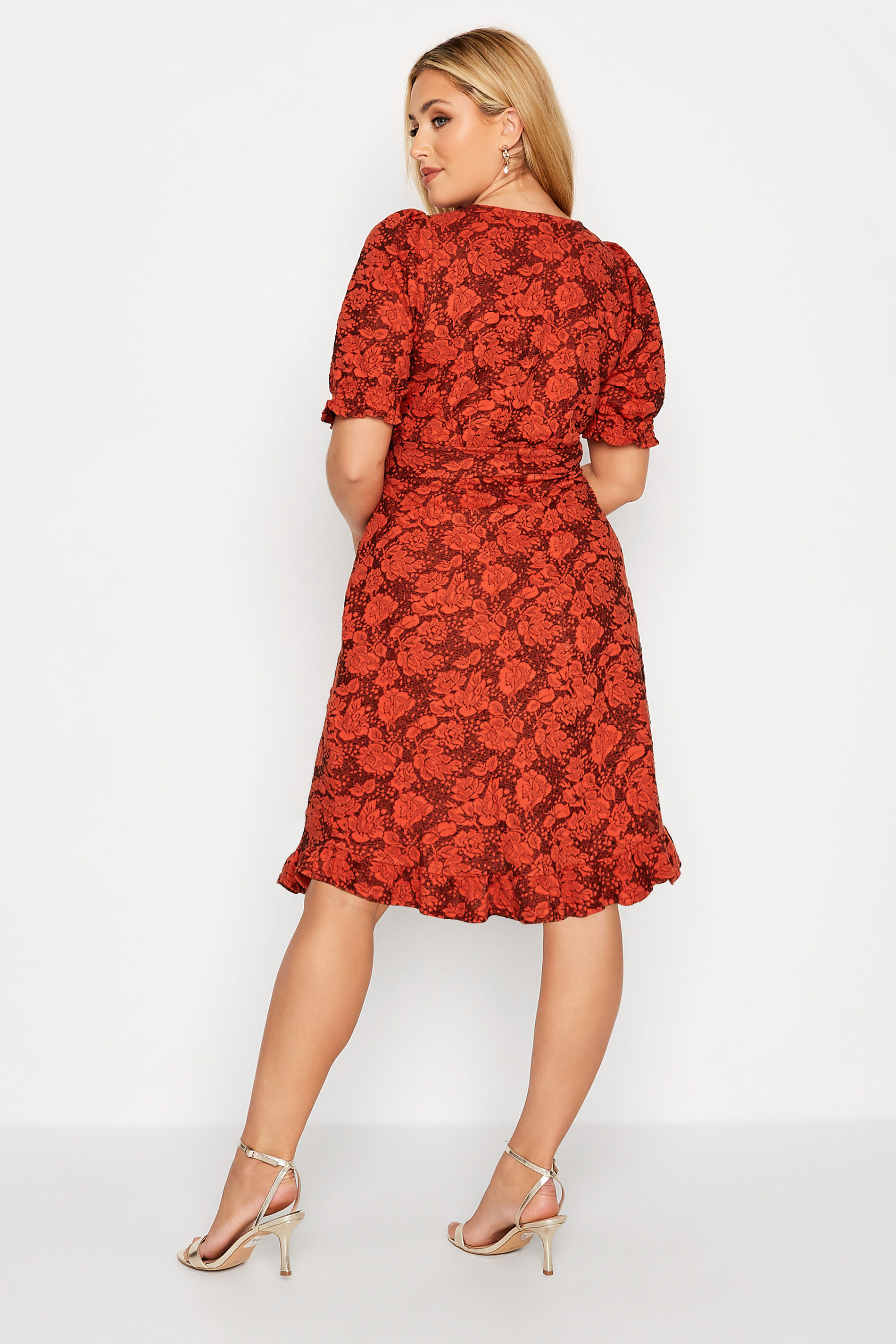 Plus Size Red Floral V-Neck Midi Dress | Yours Clothing 3