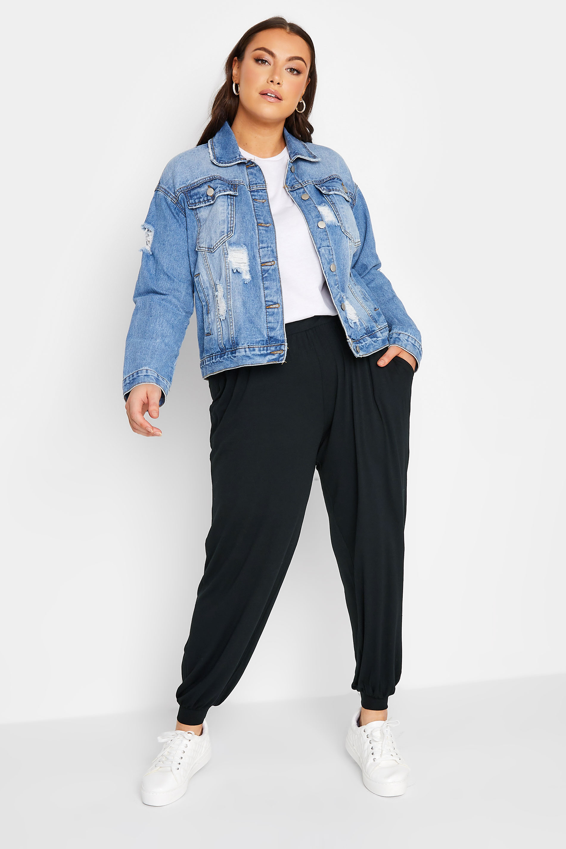 YOURS Plus Size Black Cuffed Harem Joggers | Yours Clothing 2