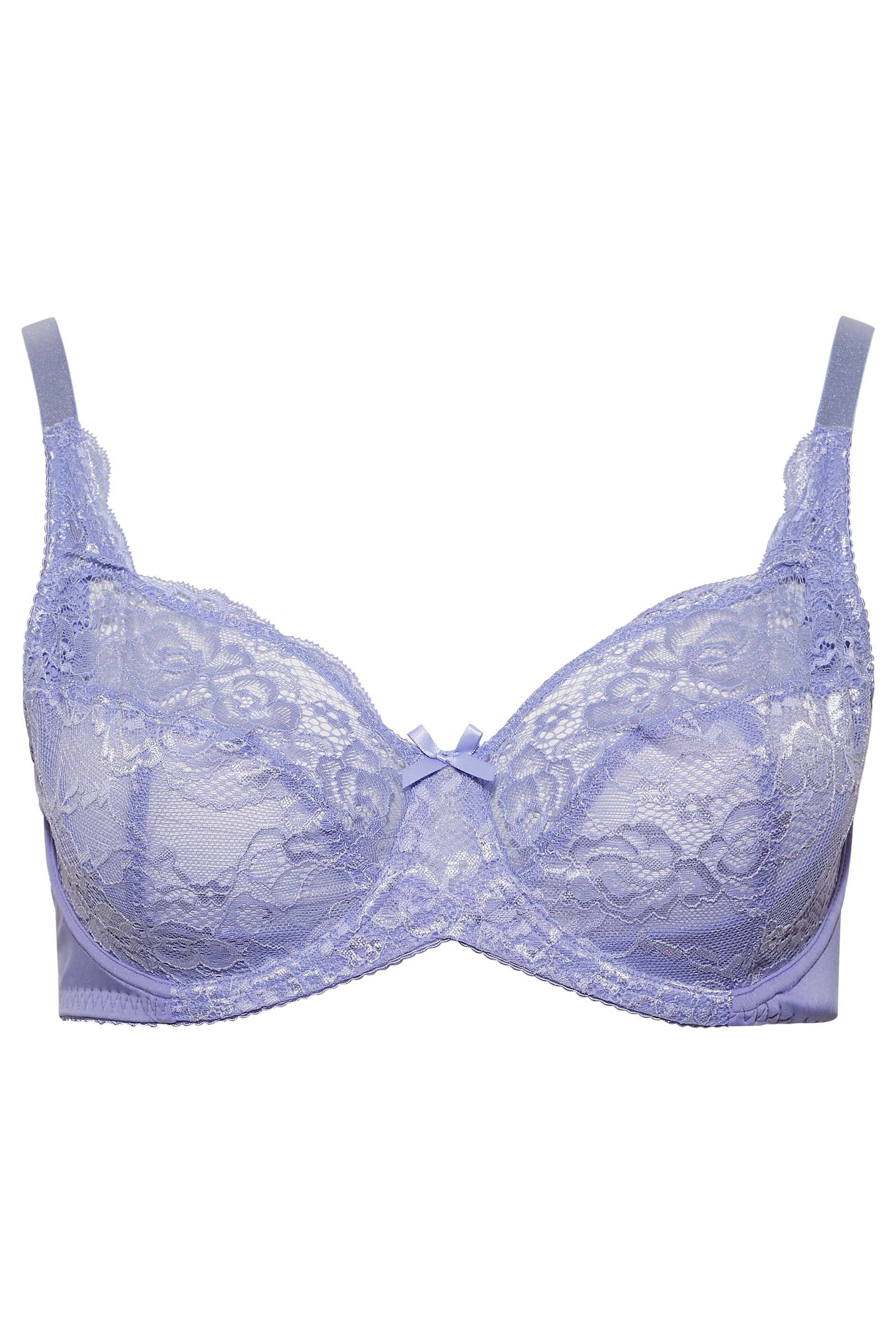 Plus Size Lavender Purple Stretch Lace Non-Padded Underwired