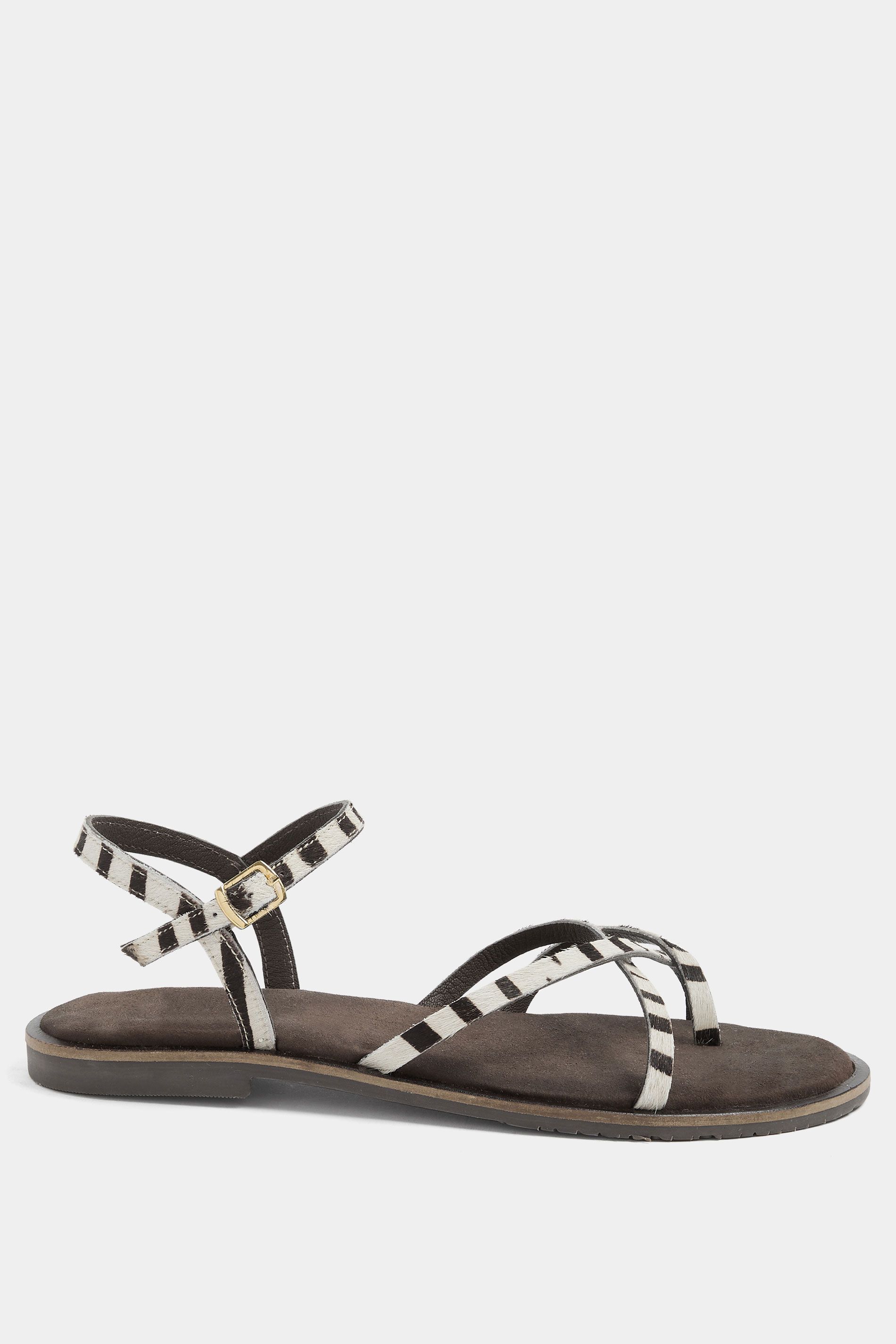 LTS Brown Zebra Print Cross Strap Sandals In a Standard Fit | Long Tall Sally 2