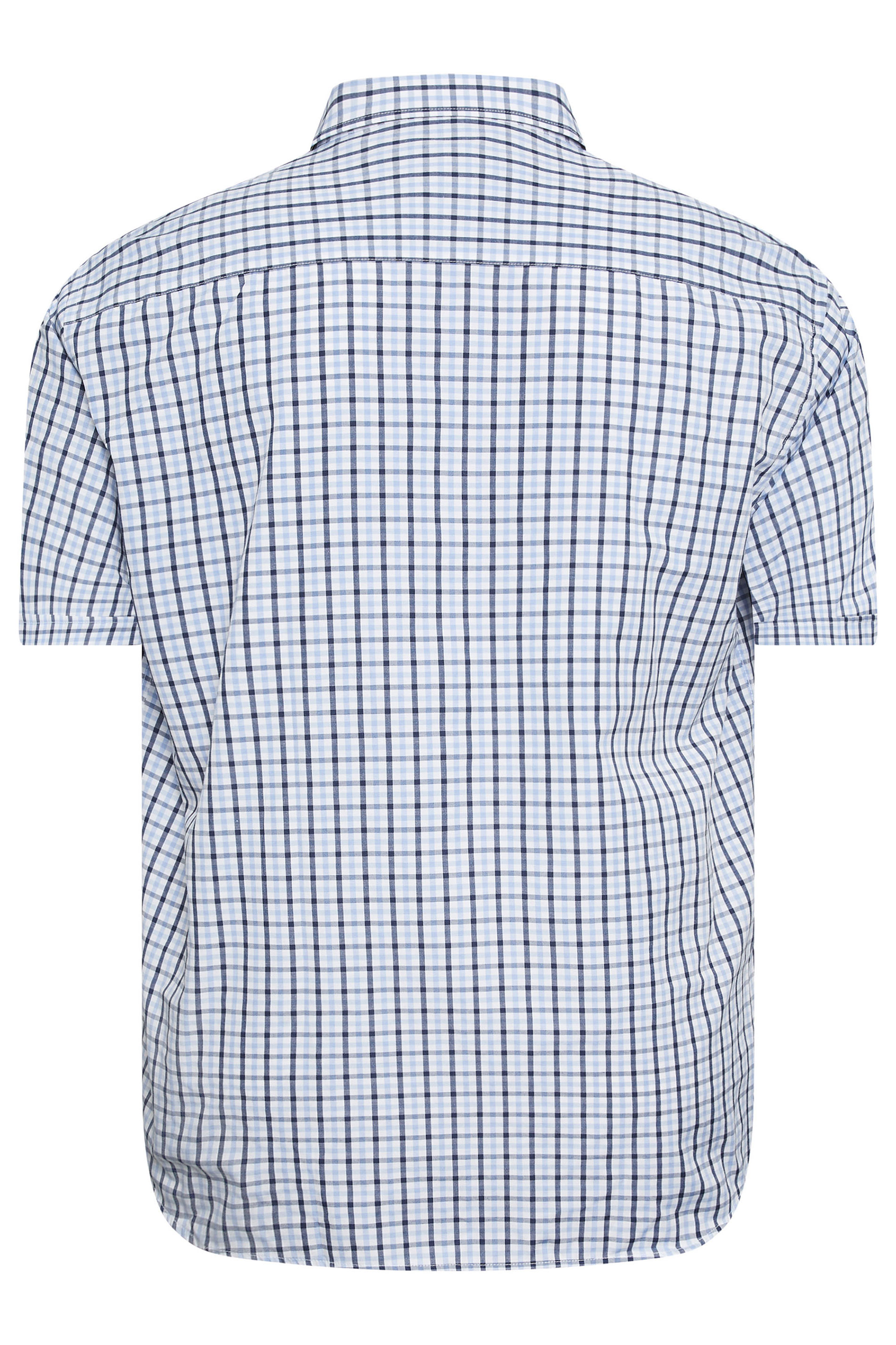 KAM Big & Tall Blue Short Sleeve Gingham Shirt | BadRhino 3