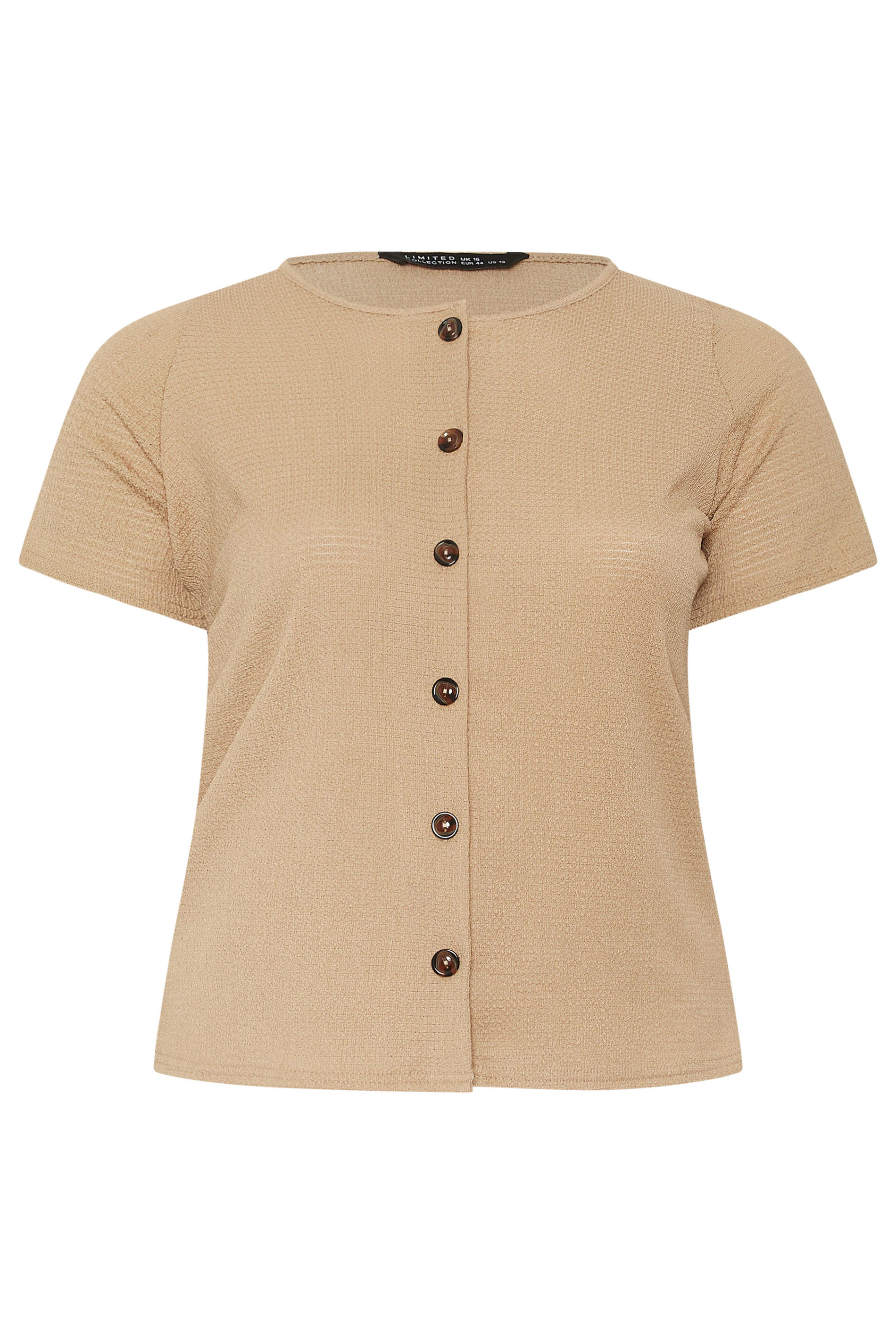LIMITED COLLECTION Plus Size Beige Crinkle Short Sleeve Top | Yours Clothing 6