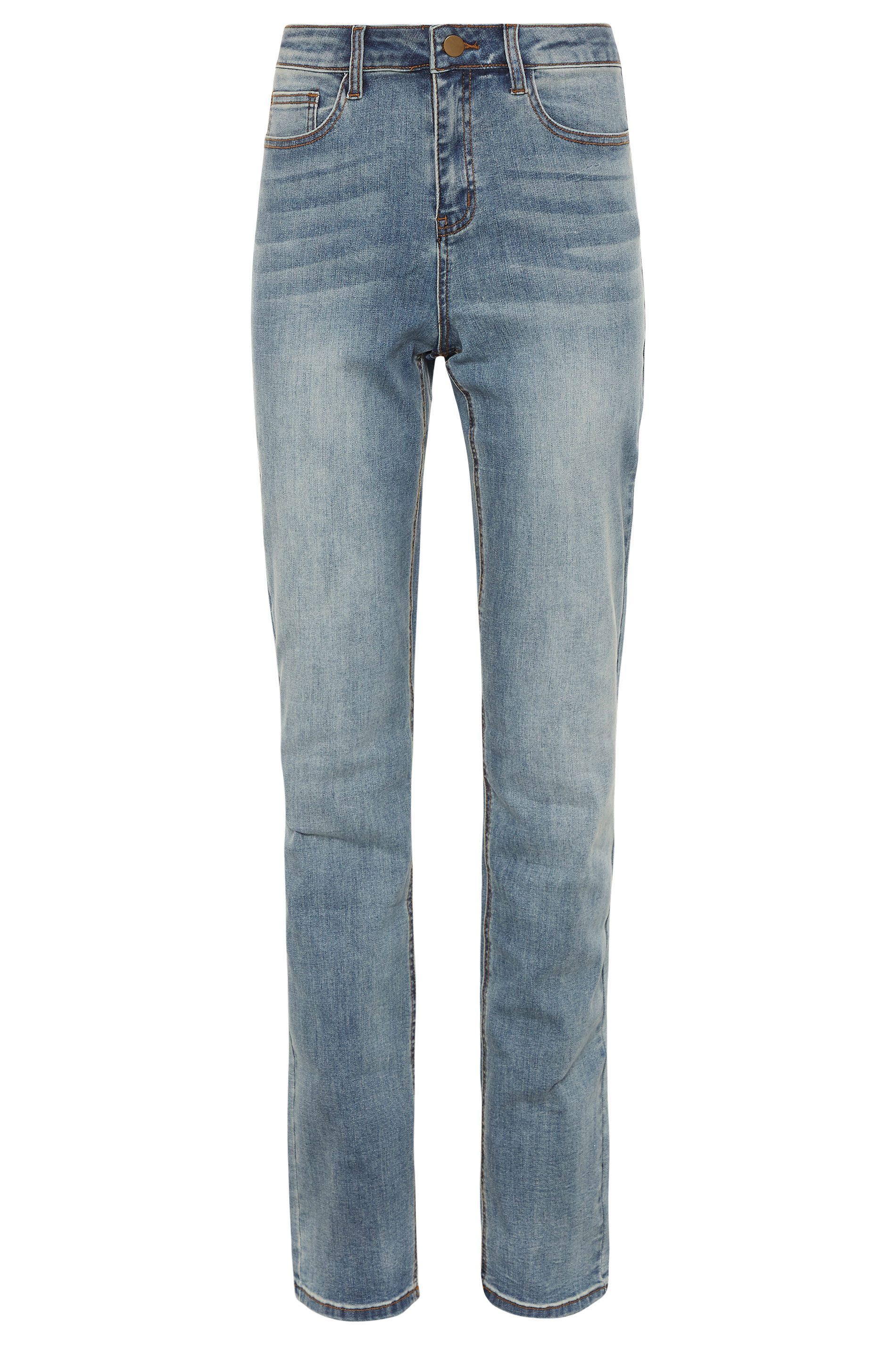 Blue Light Wash Straight Mid Rise Jeans | Long Tall Sally