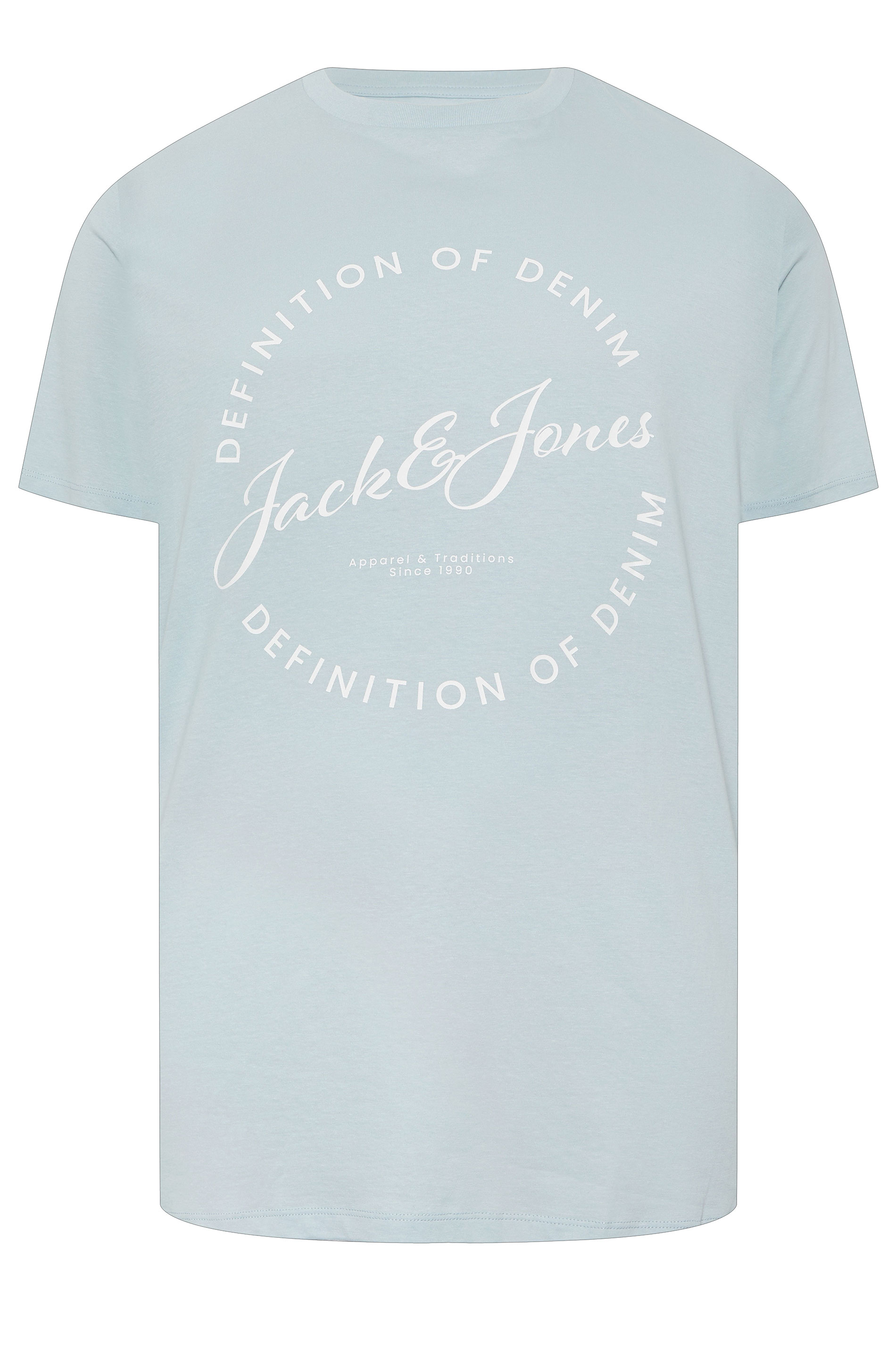 JACK & JONES Big & Tall 5 PACK Blue/Navy Blue/Green/Off-White/Black T-Shirts | BadRhino 9