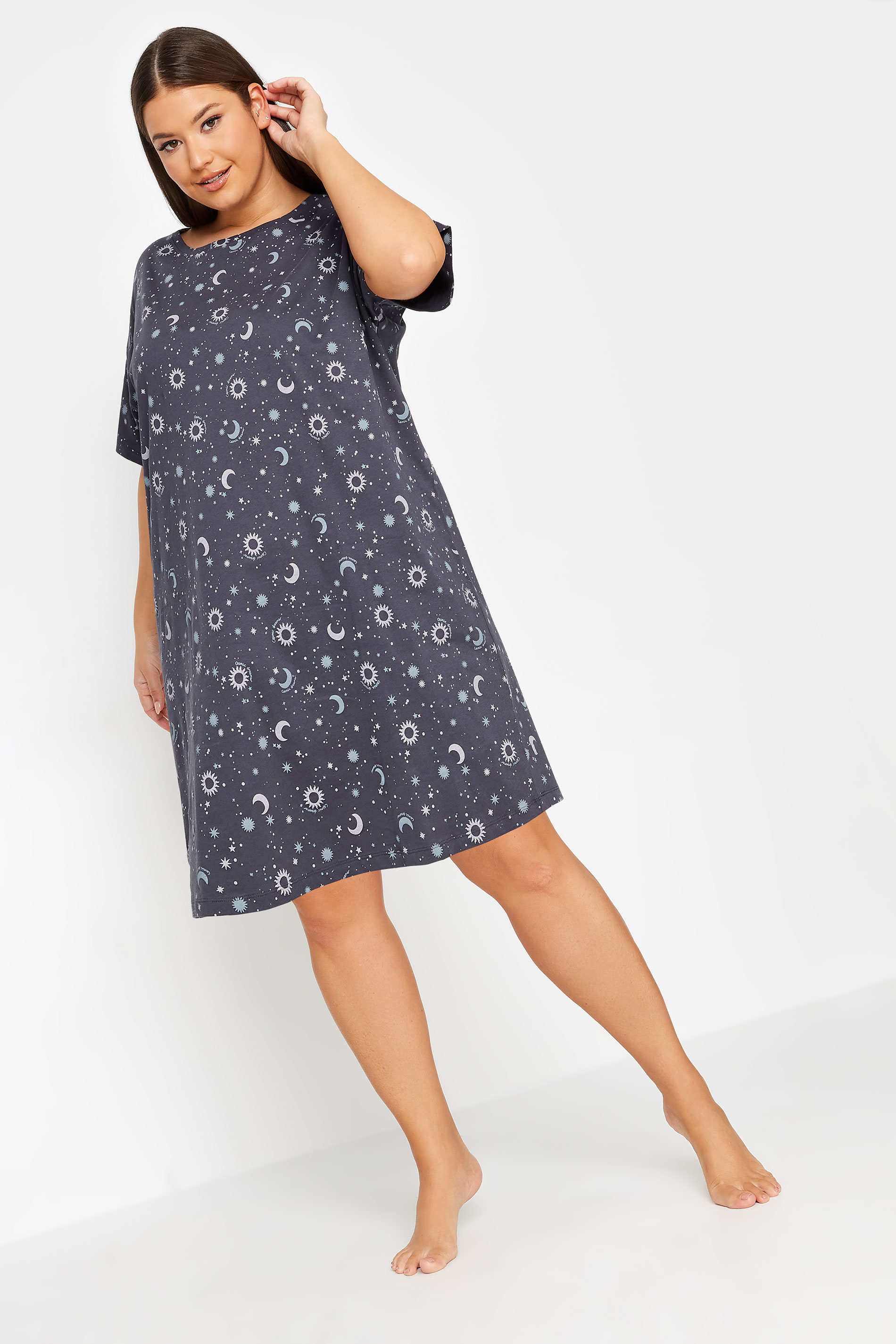 YOURS Curve Grey Cosmic Dreamer Nightdress | Yous Clothing 2