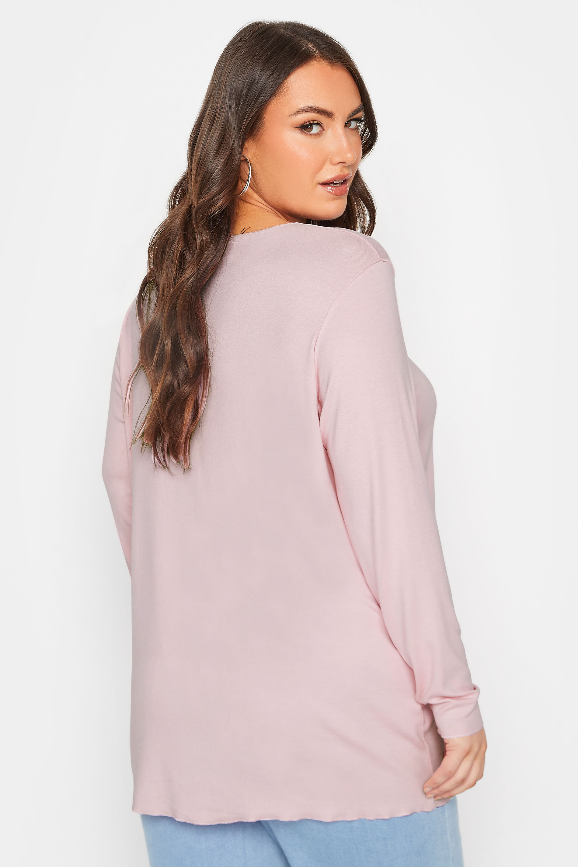 YOURS Curve Plus Size Light Pink Front Seam Top | Yours Clothing  3