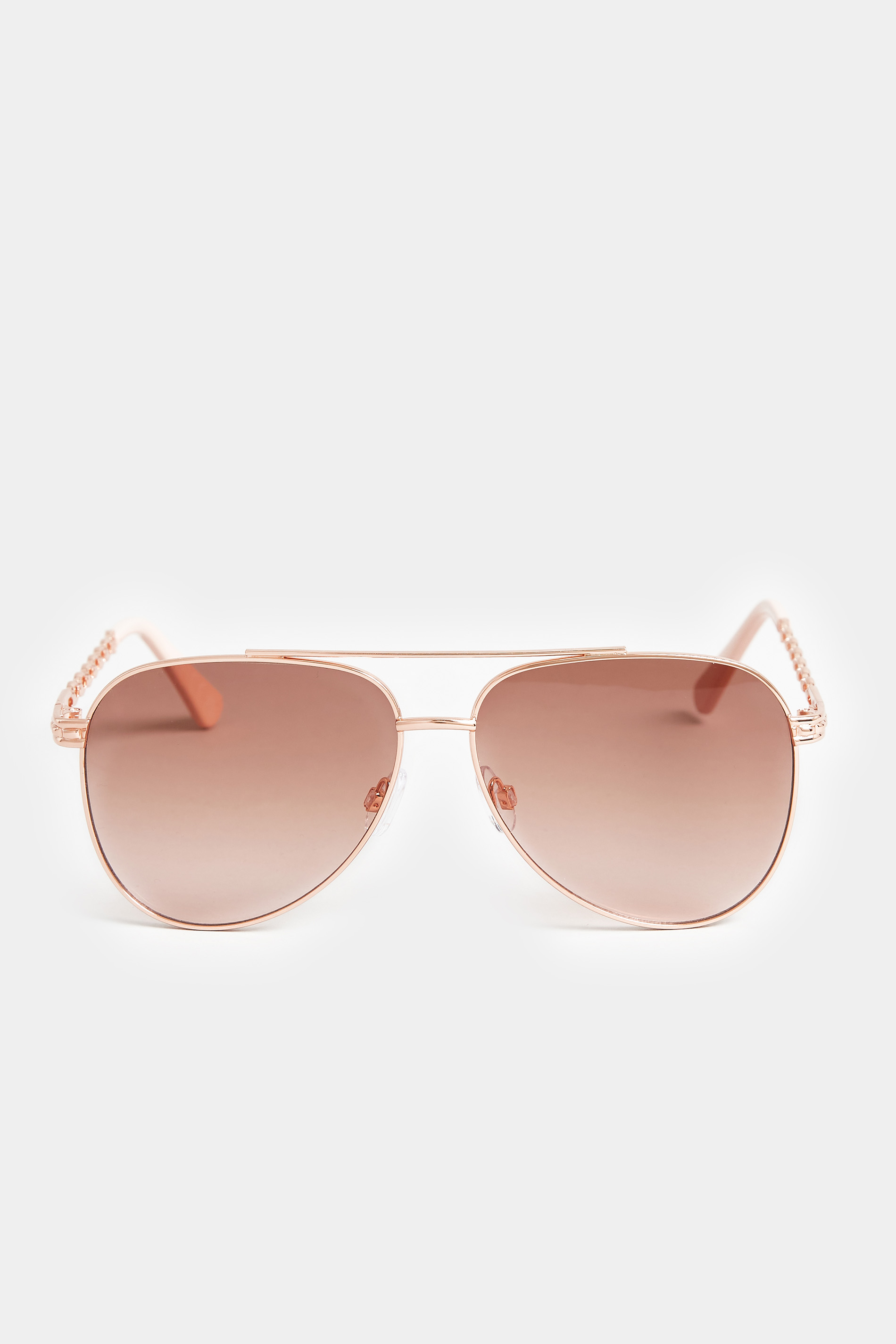 Rose Gold Chain Aviator Sunglasses | Yours Clothing 3