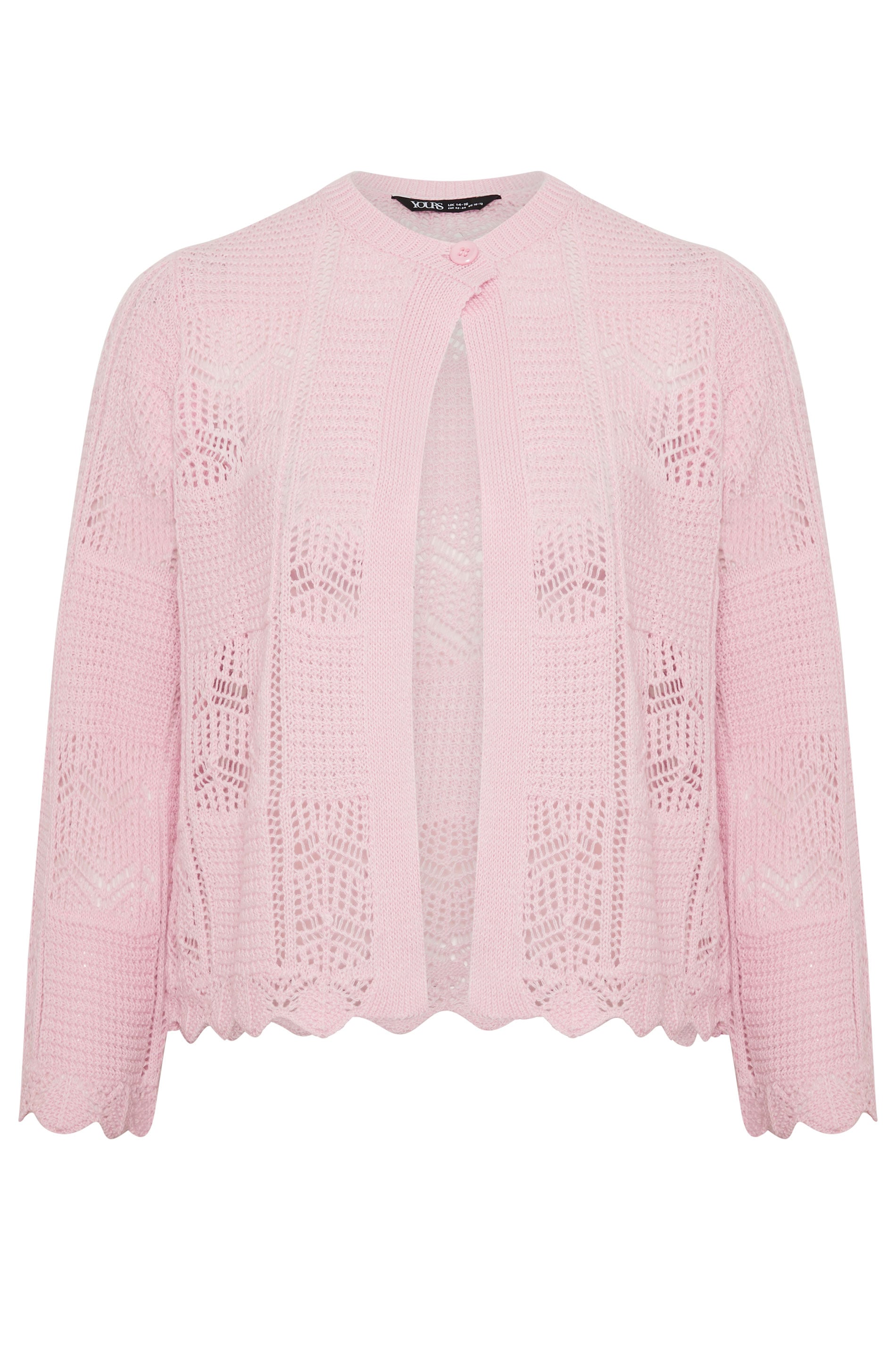 YOURS Plus Size Pink Crochet Knitted Cardigan | Yours Clothing 5