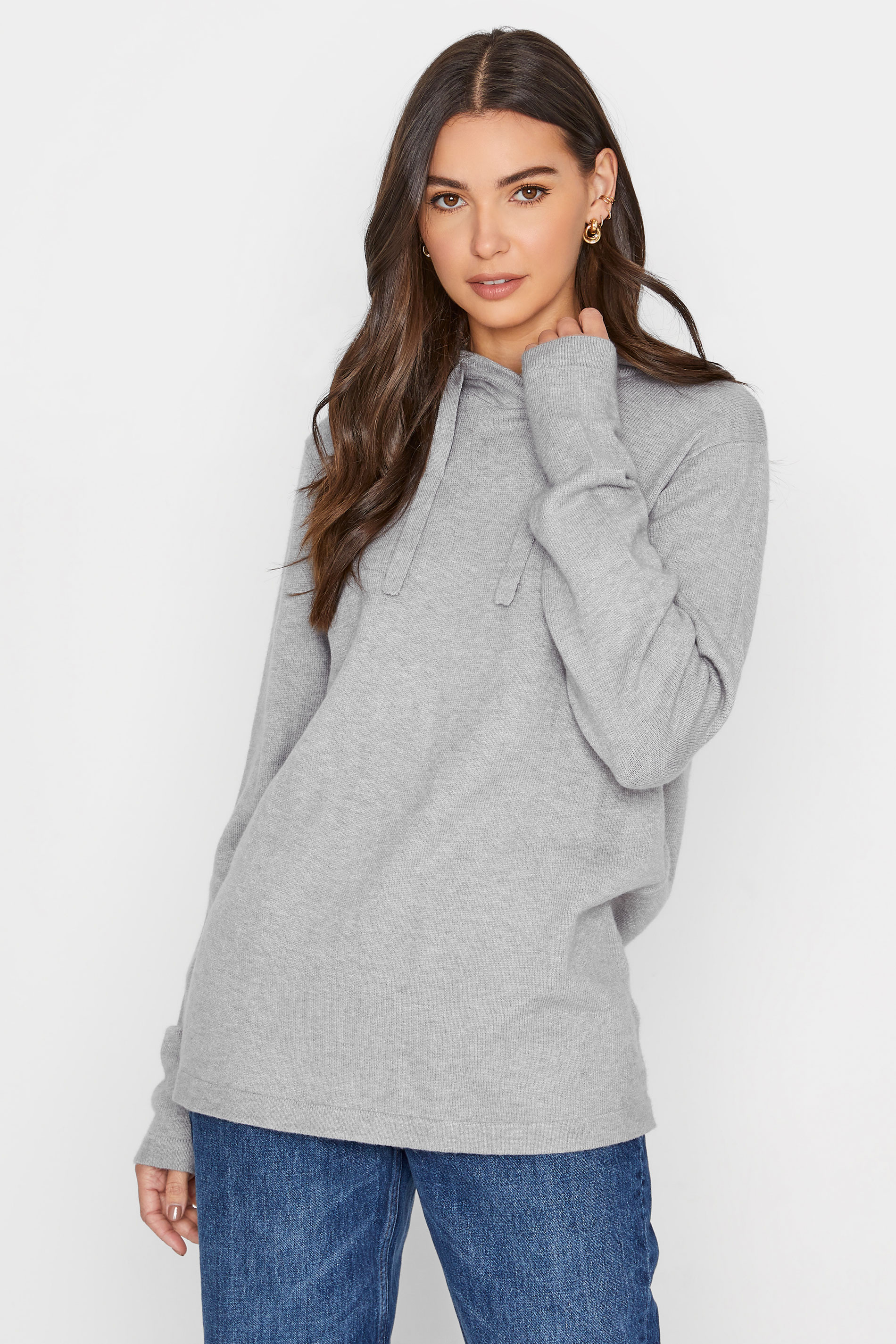 LTS Tall Grey Knitted Hoodie 1