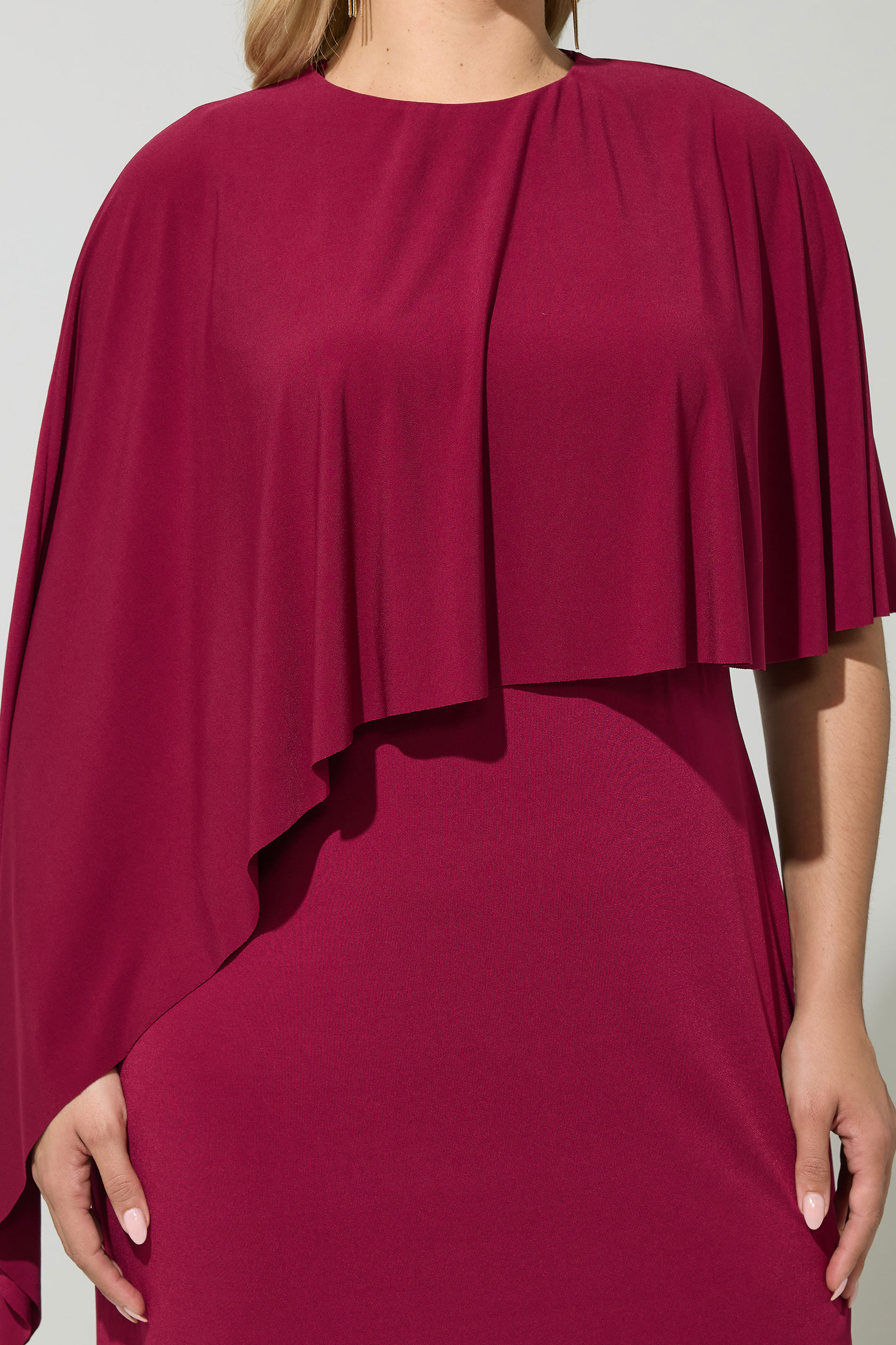 YOURS LONDON Plus Size Burgundy Red Maxi Cape Dress | Yours Clothing 4