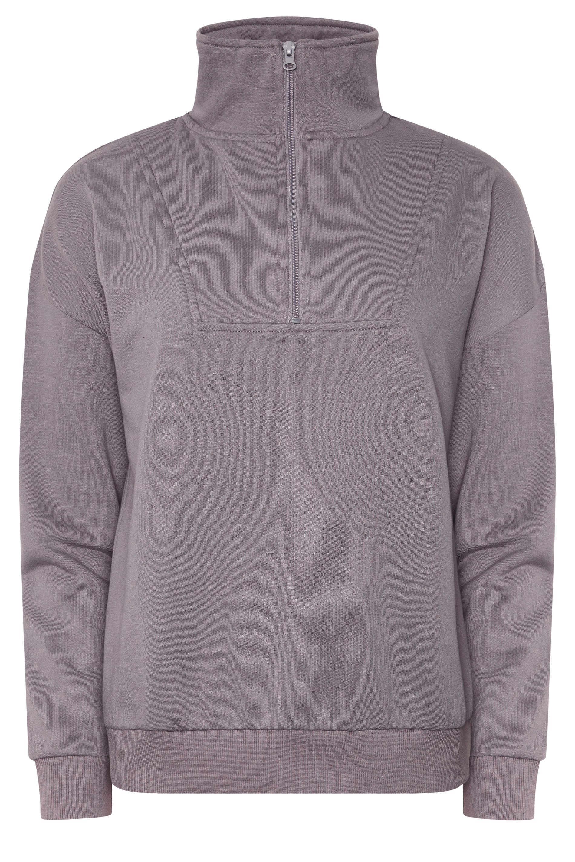 PixieGirl Petite Women's Lilac Purple Funnel Neck Half Zip Sweatshirt | PixieGirl  5