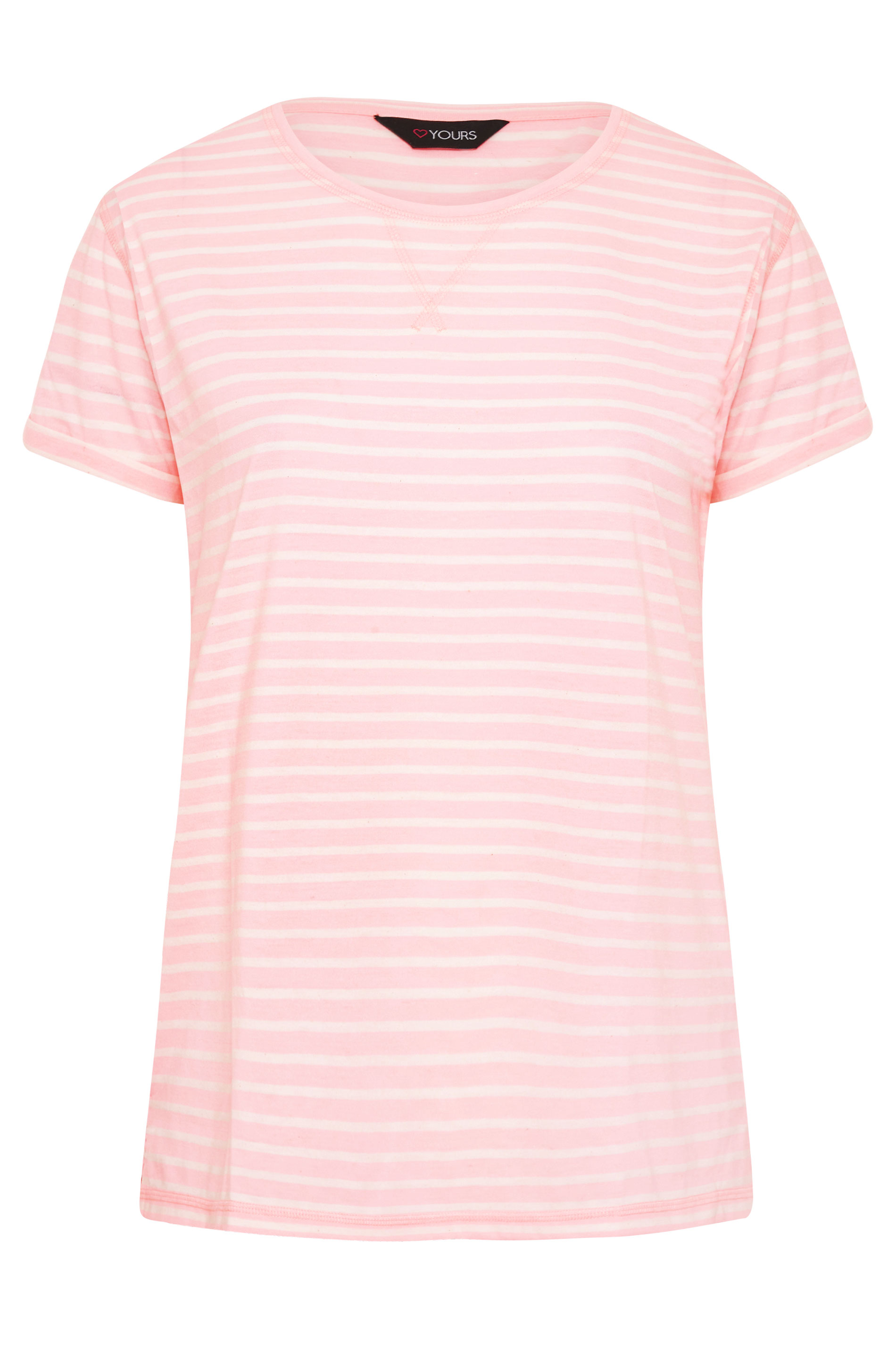 Grande taille  Tops Grande taille  T-Shirts | T-Shirt Rose Basique Imprimé Rayures - HB21265