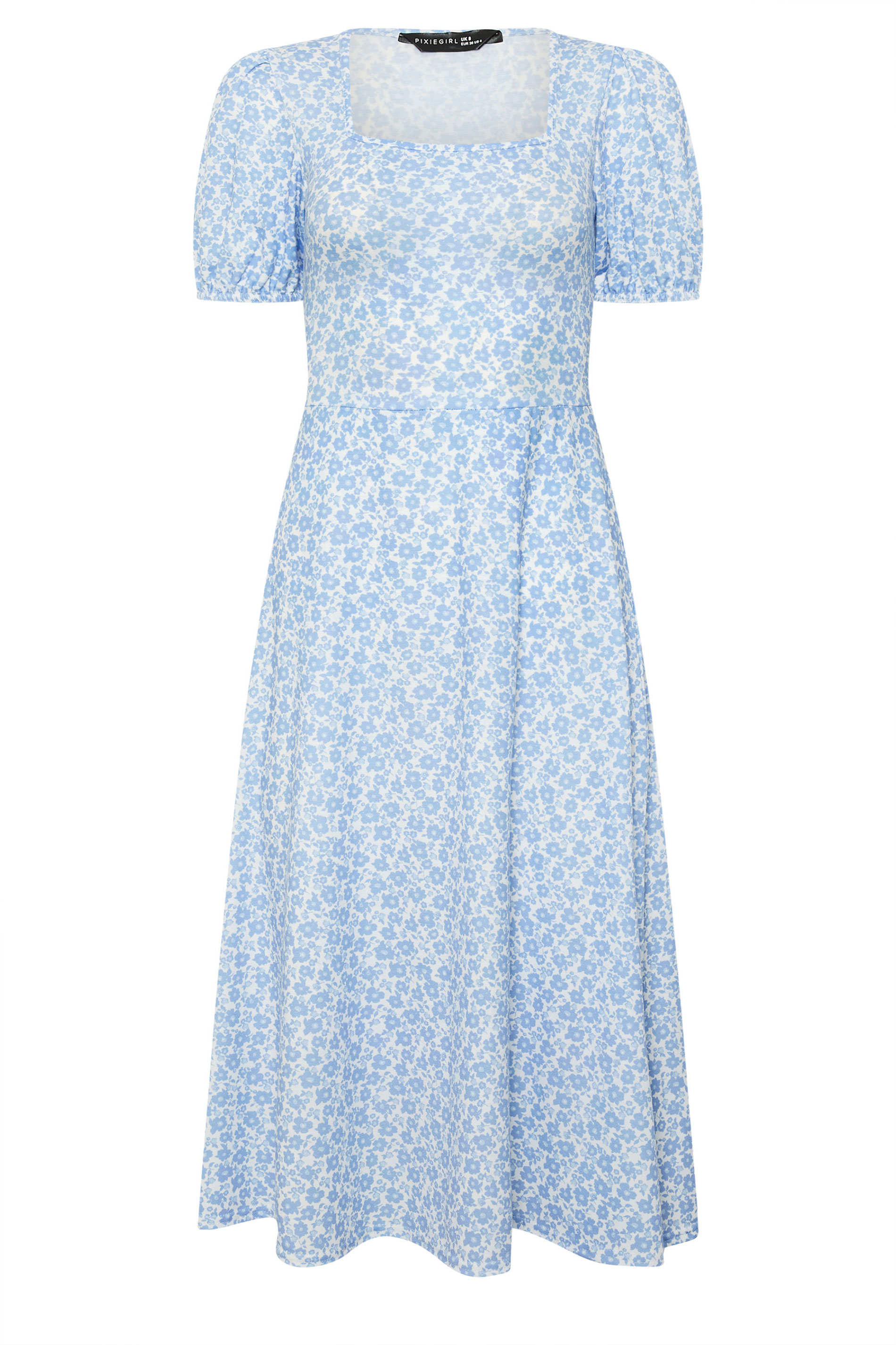 PixieGirl Petite Blue Ditsy Floral Midi Dress | PixieGirl 5