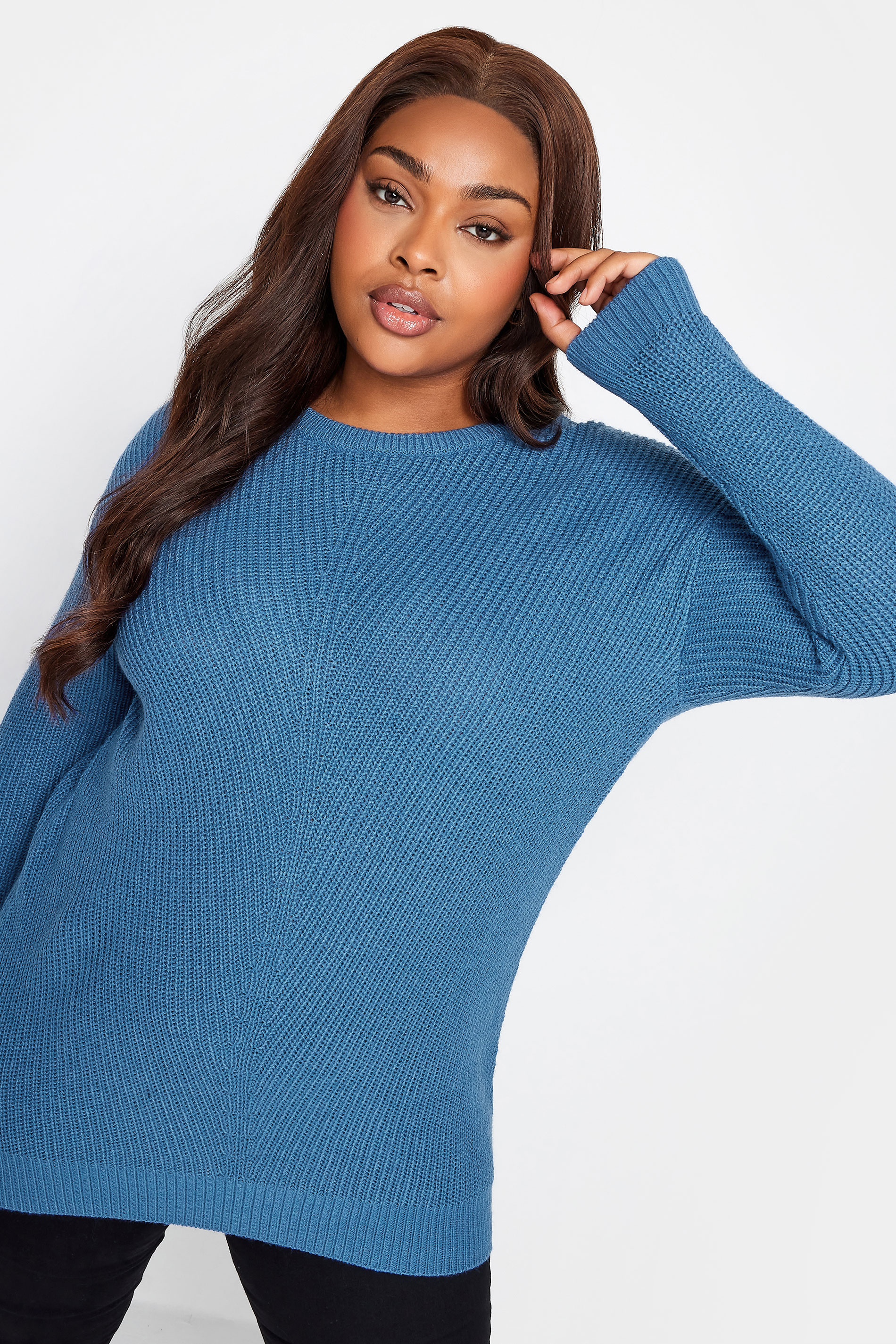 Product Video For YOURS Curve Plus Size Blue Knitted Jumper | Yours Clothing  1