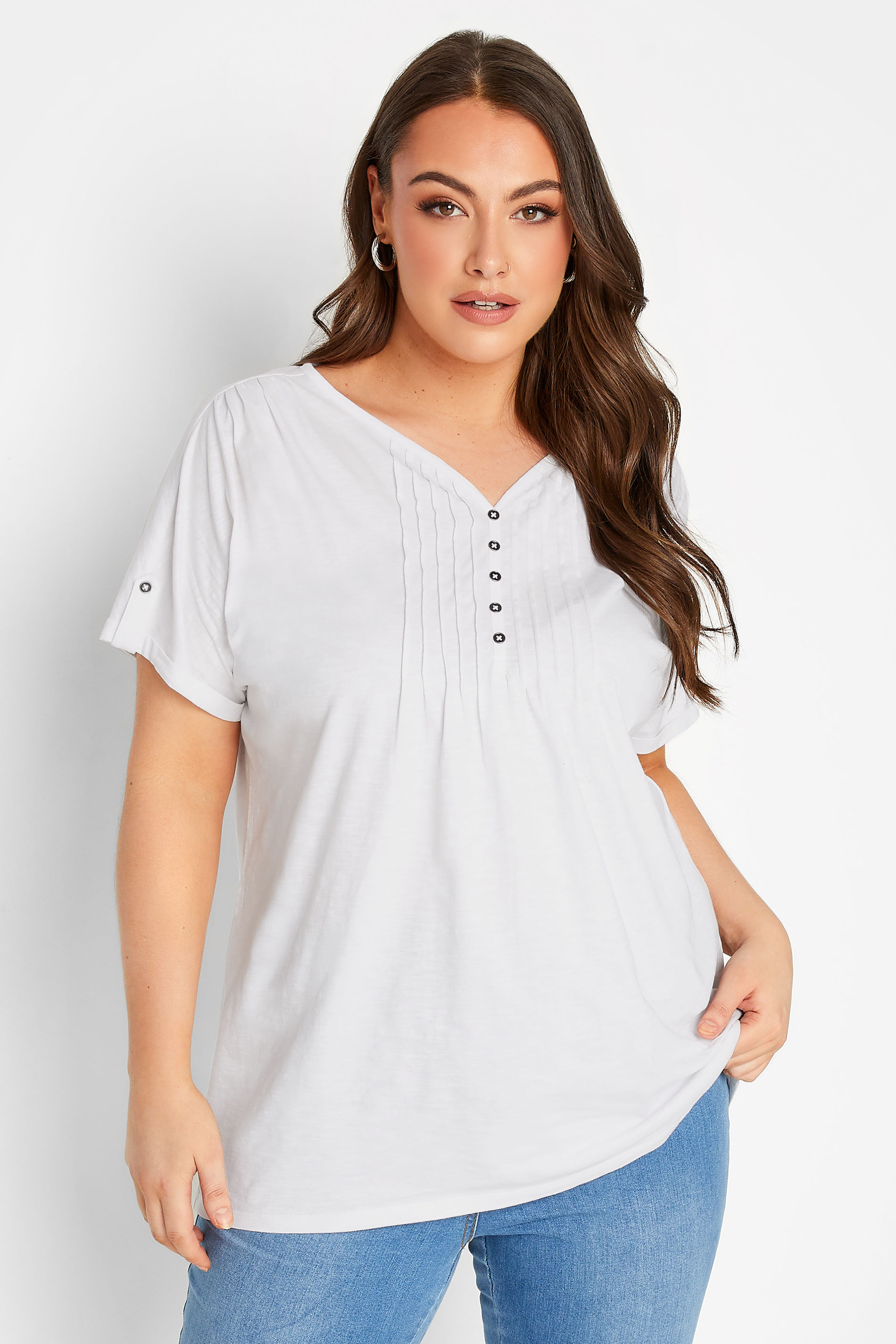 YOURS 2 PACK Plus Size Black & White Henley T-Shirts | Yours Clothing 2