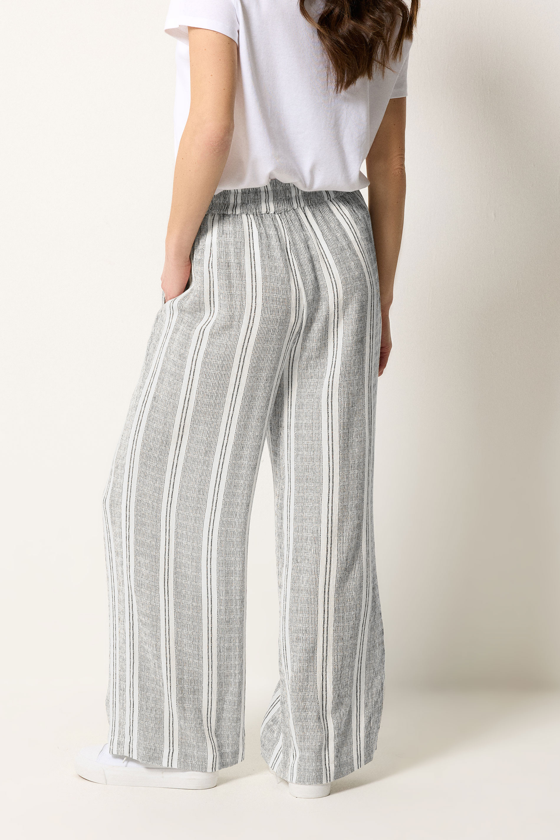 M&Co White Stripe Wide Leg Trousers | M&Co 2