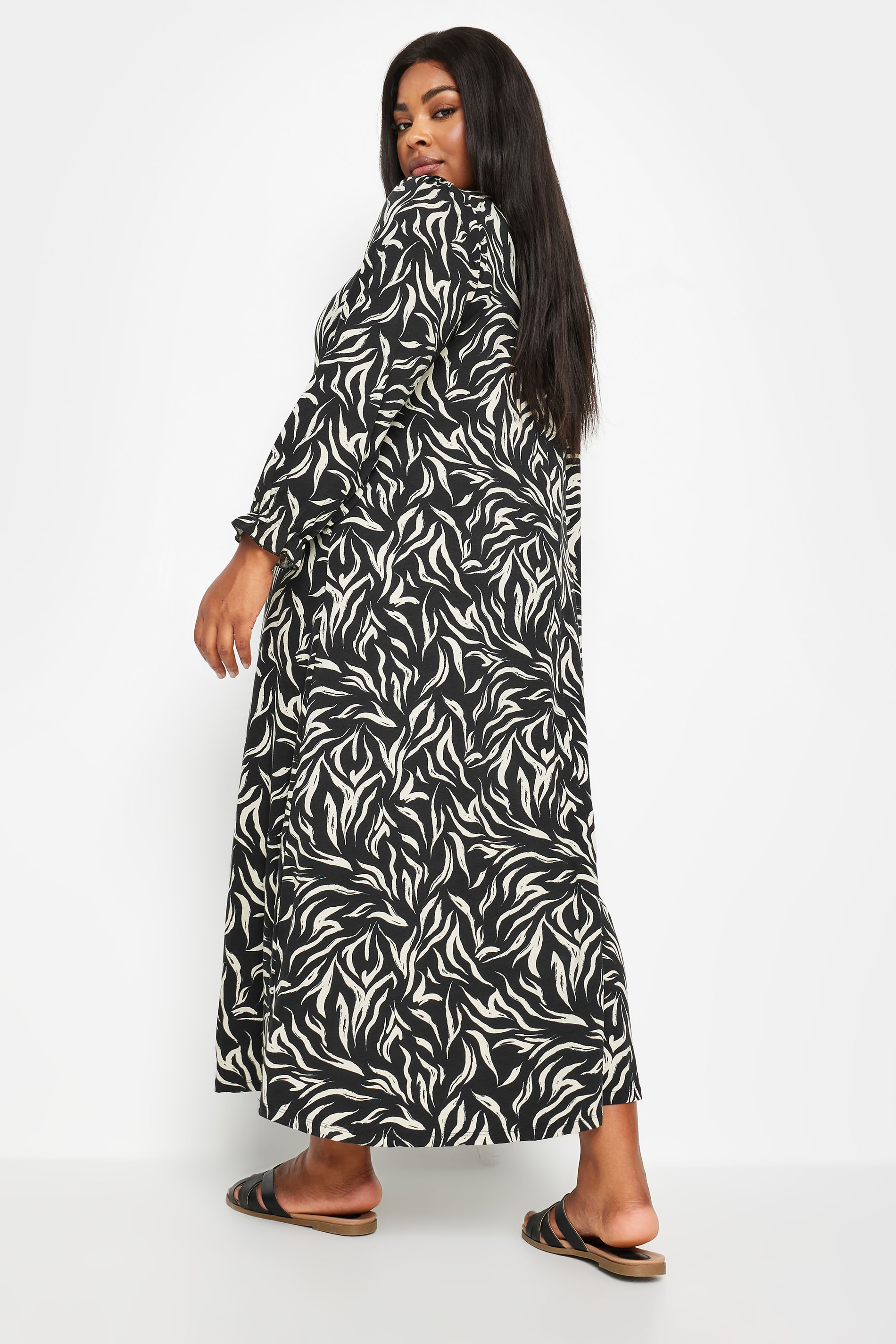 Yours Curve Plus Size Black Zebra Print Midaxi Dress | Yours Clothing  3