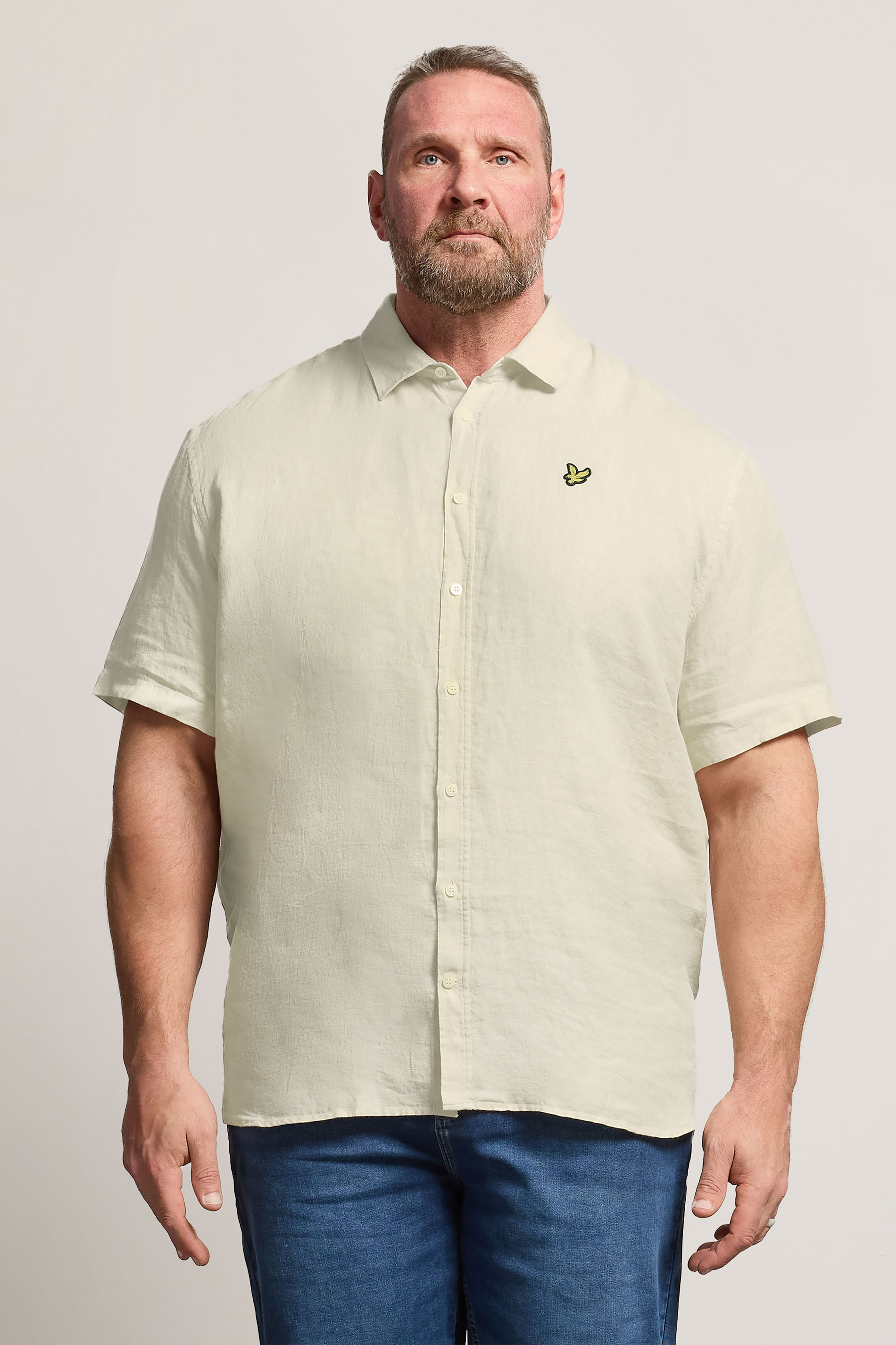 Lyle & Scott Big & Tall Stone Brown Linen Shirt | BadRhino 3