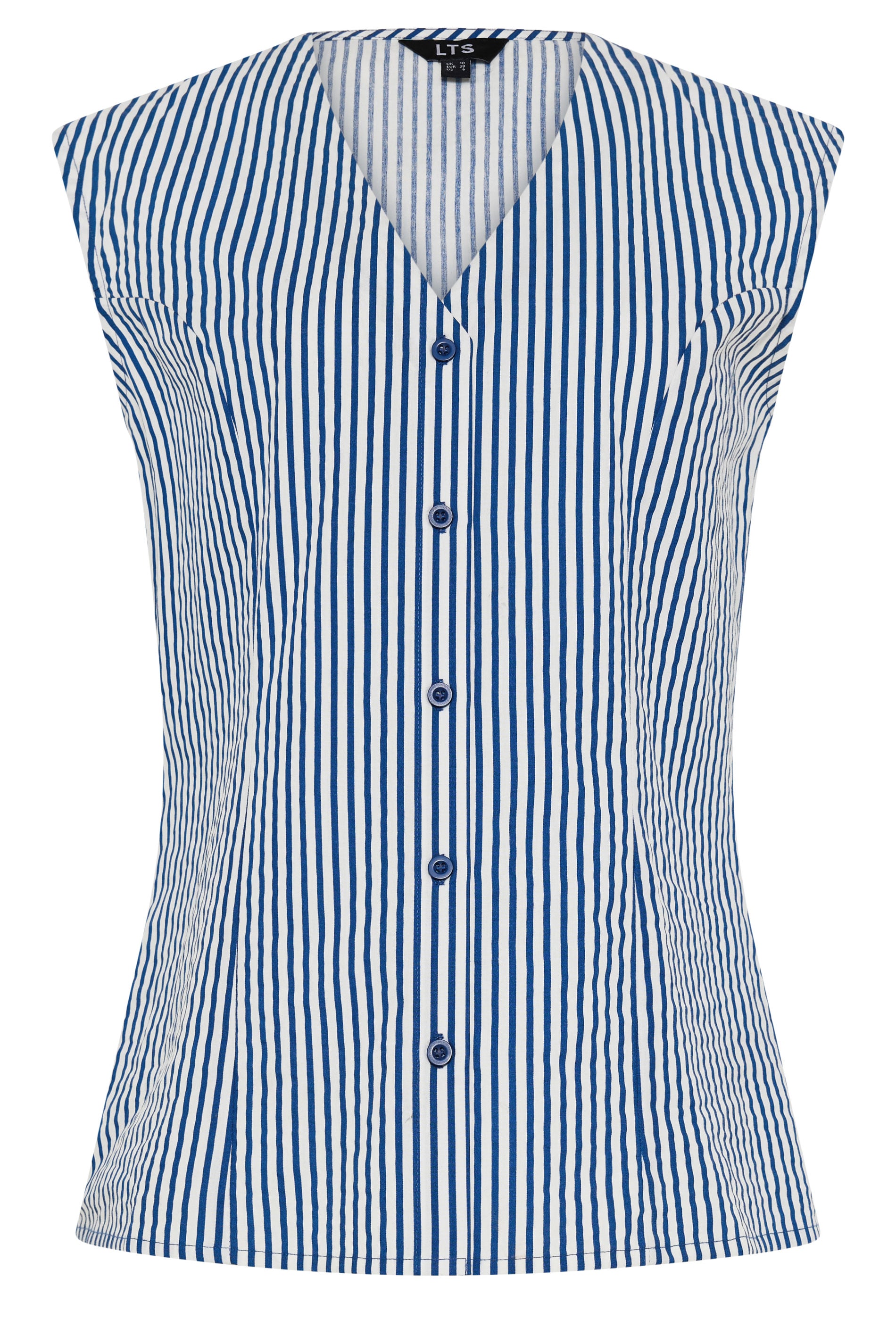 LTS Tall Women's Blue Striped Cotton Waistcoat | Long Tall Sally 6