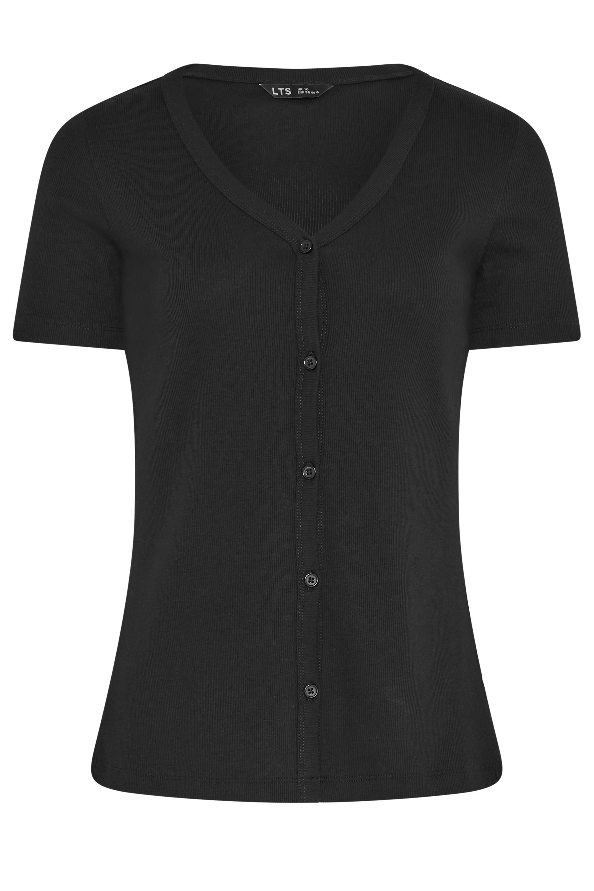 LTS Tall Women's Black Button T-Shirt | Long Tall Sally 1