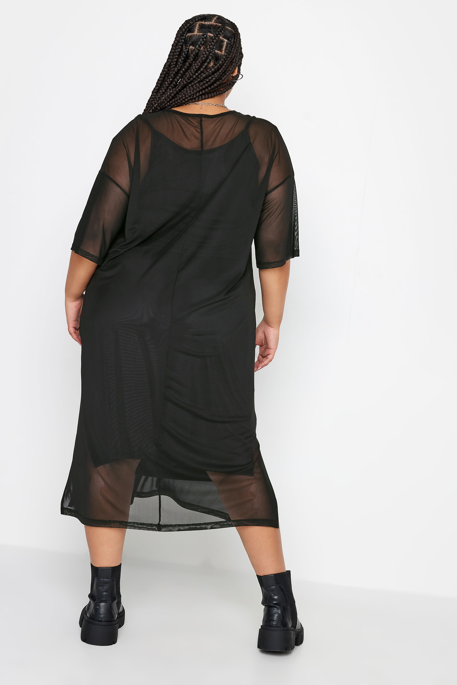 LIMITED COLLECTION Plus Size Black Oversized Mesh Maxi Dress | Yours Clothing 3