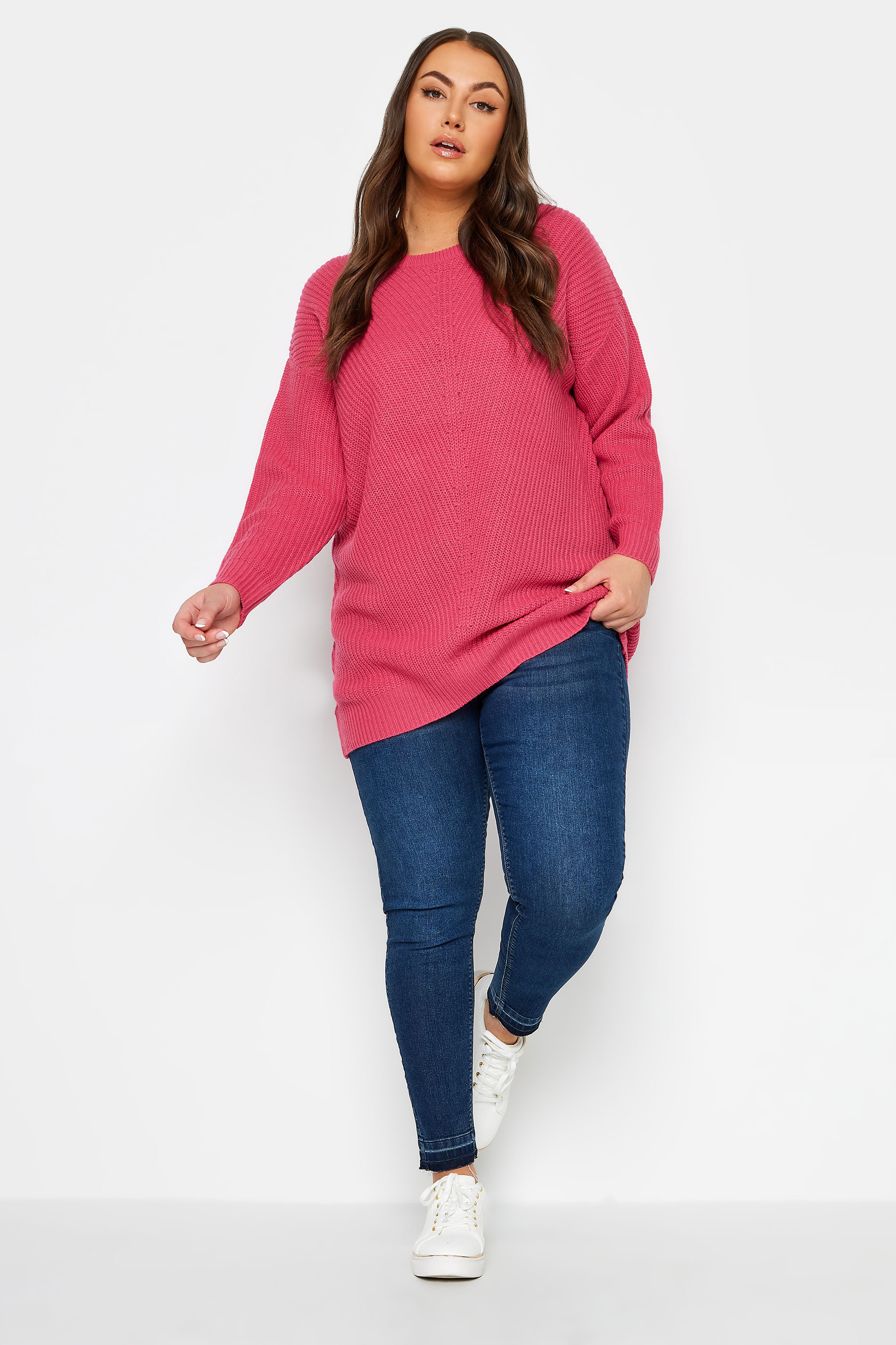 YOURS Plus Size Pink Essential Knitted Jumper | Yours Clothing 2