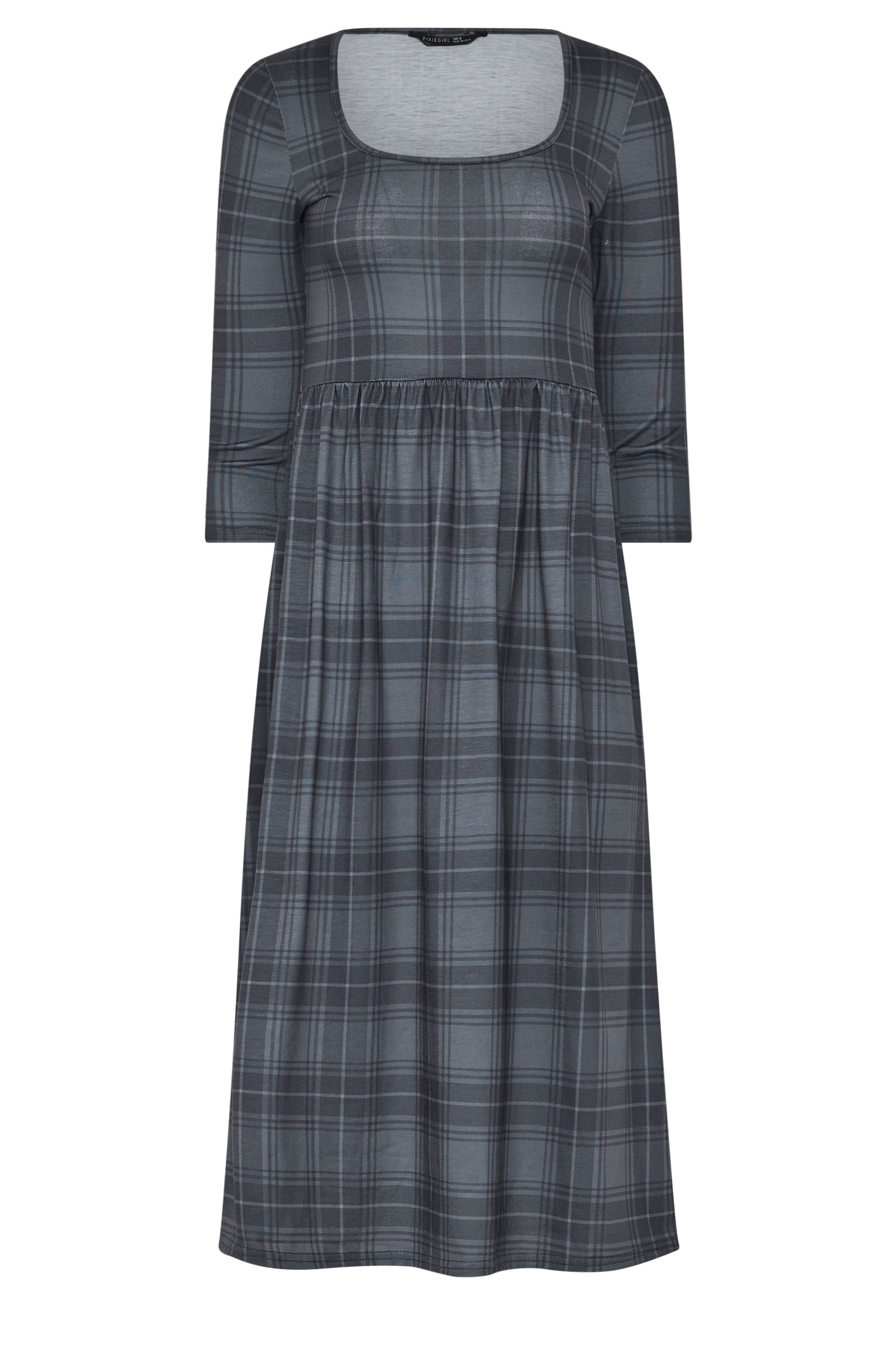 PixieGirl Petite Women's Grey Check Midi Dress | PixieGirl 5