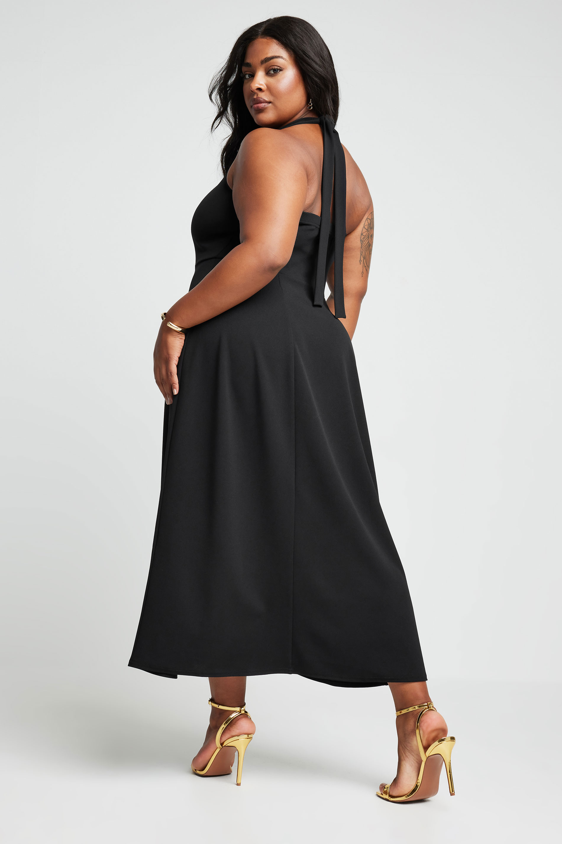 LIMITED COLLECTION Plus Size Black Halter Neck Midaxi Dress | Yours Clothing 3