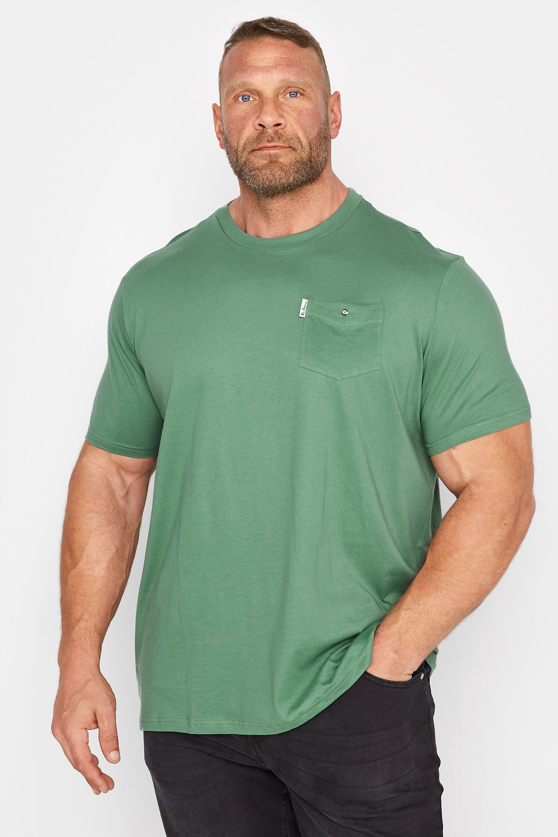 BEN SHERMAN Big & Tall Green Pocket T-Shirt_M.jpg