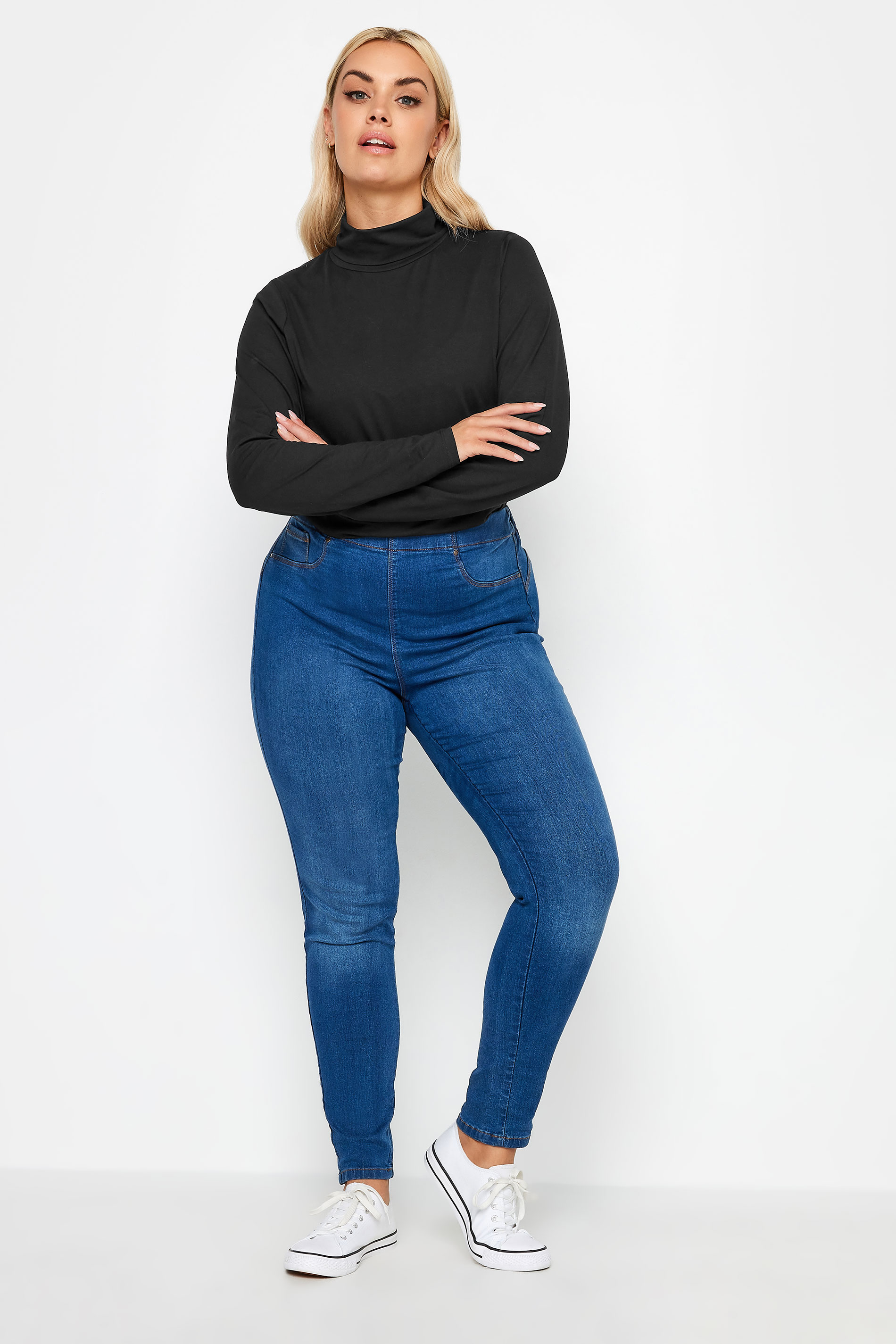 YOURS Plus Size Black Long Sleeve Turtle Neck Top | Yours Clothing 2