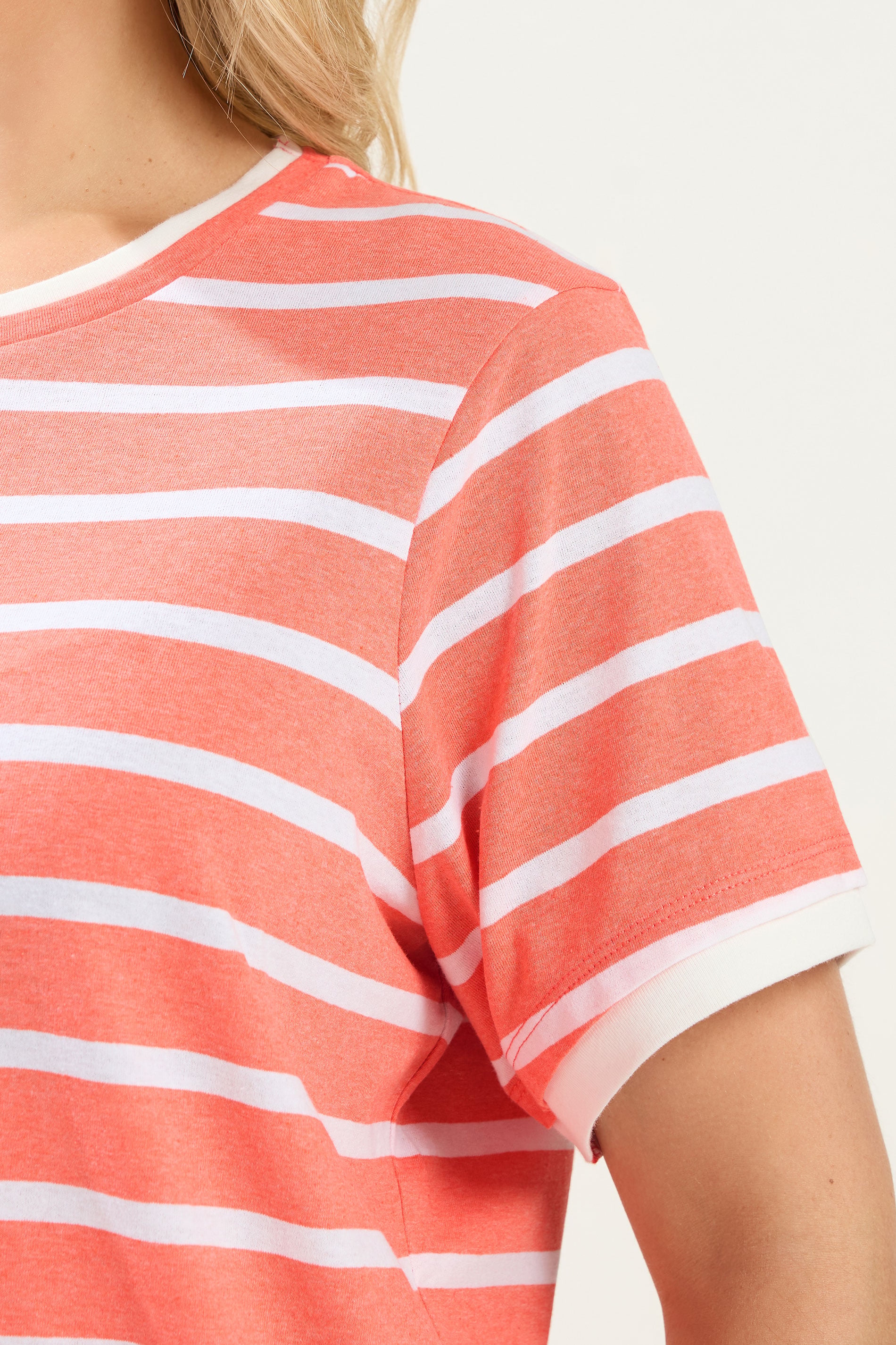 YOURS Plus Size Orange Stripe Ringer T-Shirt | Yours Clothing 4