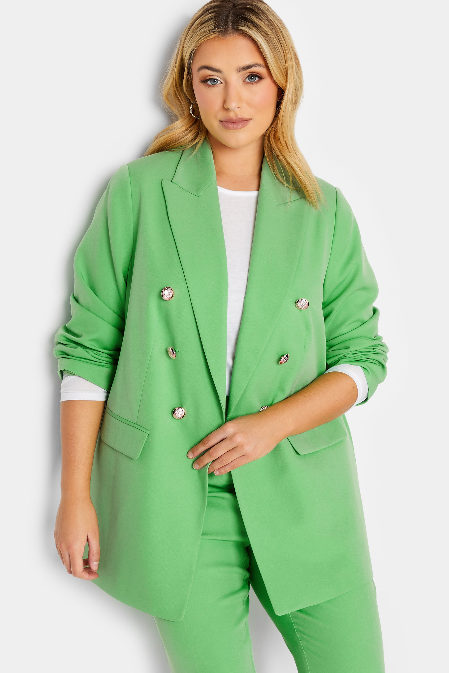 YOURS Plus Size Mint Green Military Blazer | Yours Clothing