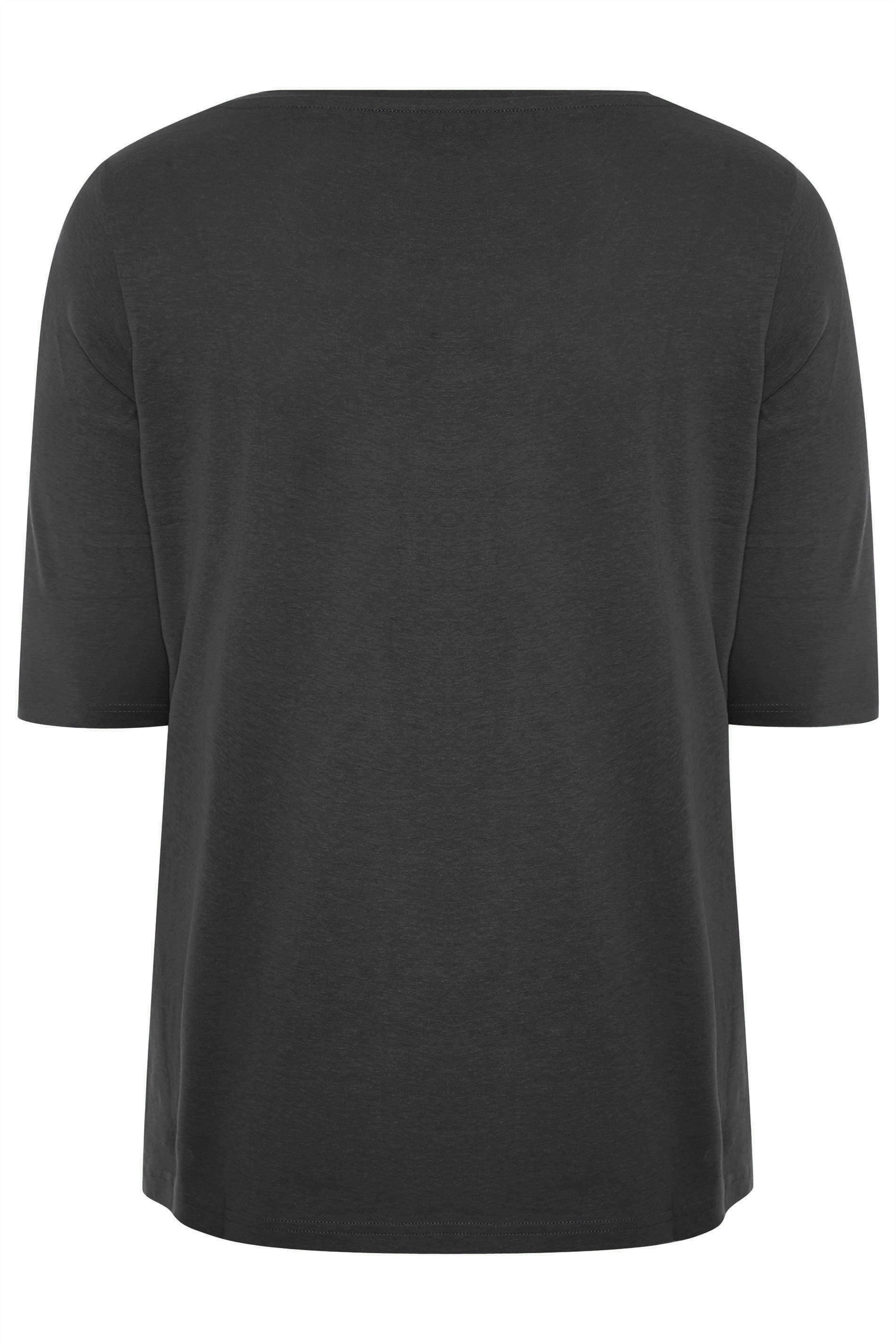 Grande taille  Tops Grande taille  T-Shirts Basiques & Débardeurs | Top Noir en Coton Encolure en V - RG75023