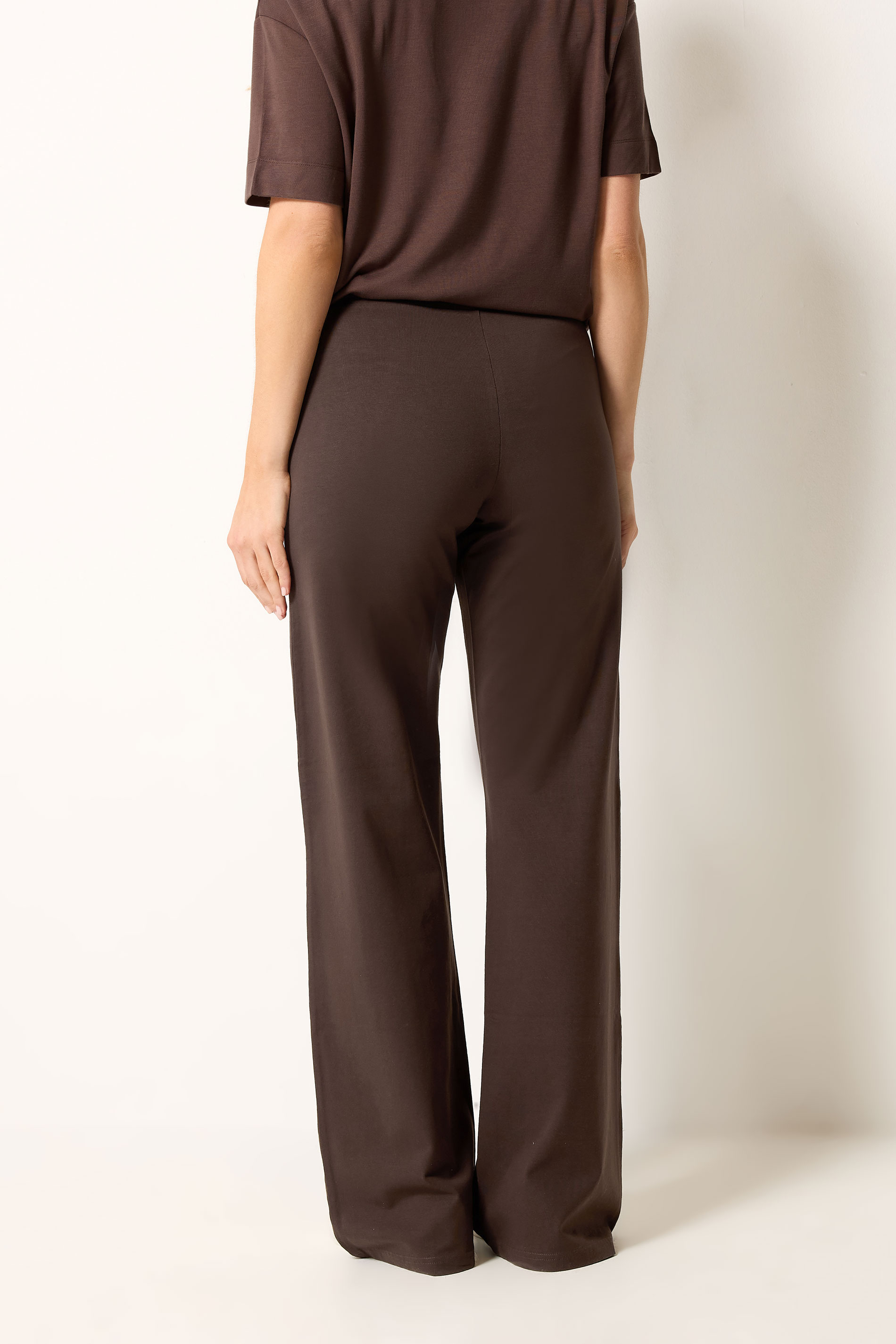 LTS Tall Women's Chocolate Brown Cotton Wide Leg Yoga Pants | Long Tall Sally 2