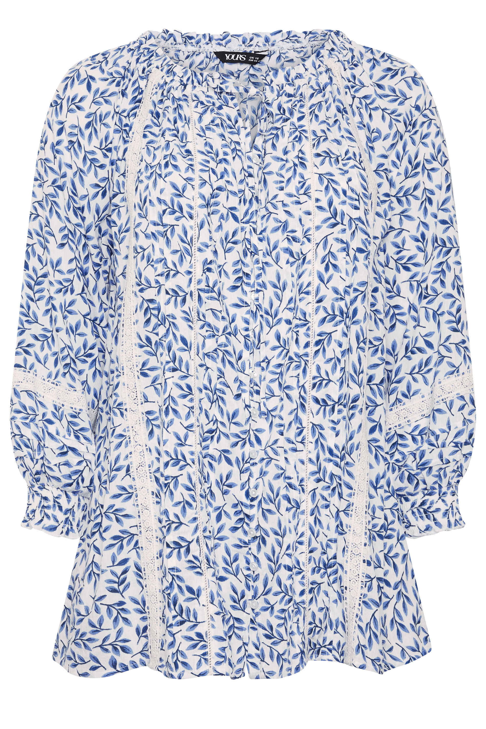 YOURS Plus Size Blue Leaf Pintuck Blouse | Yours Clothing 6