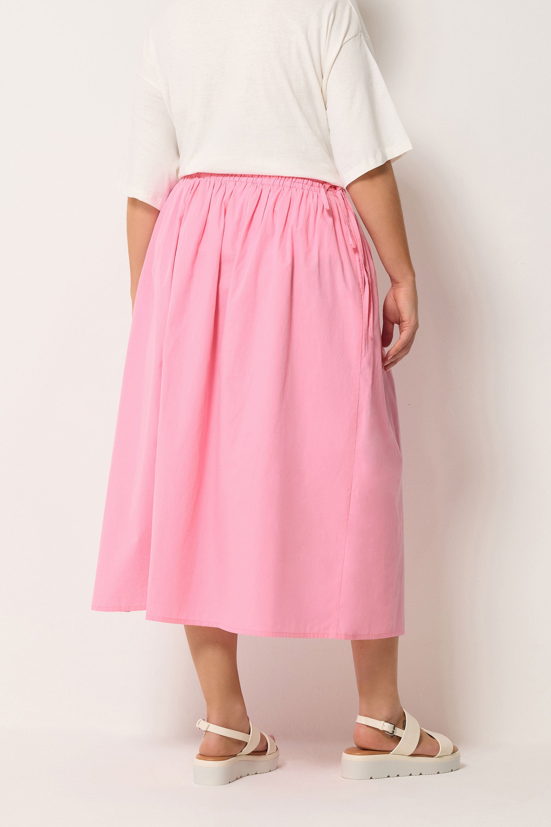 YOURS Plus Size Pink Poplin Midi Skirt | Yours Clothing 2