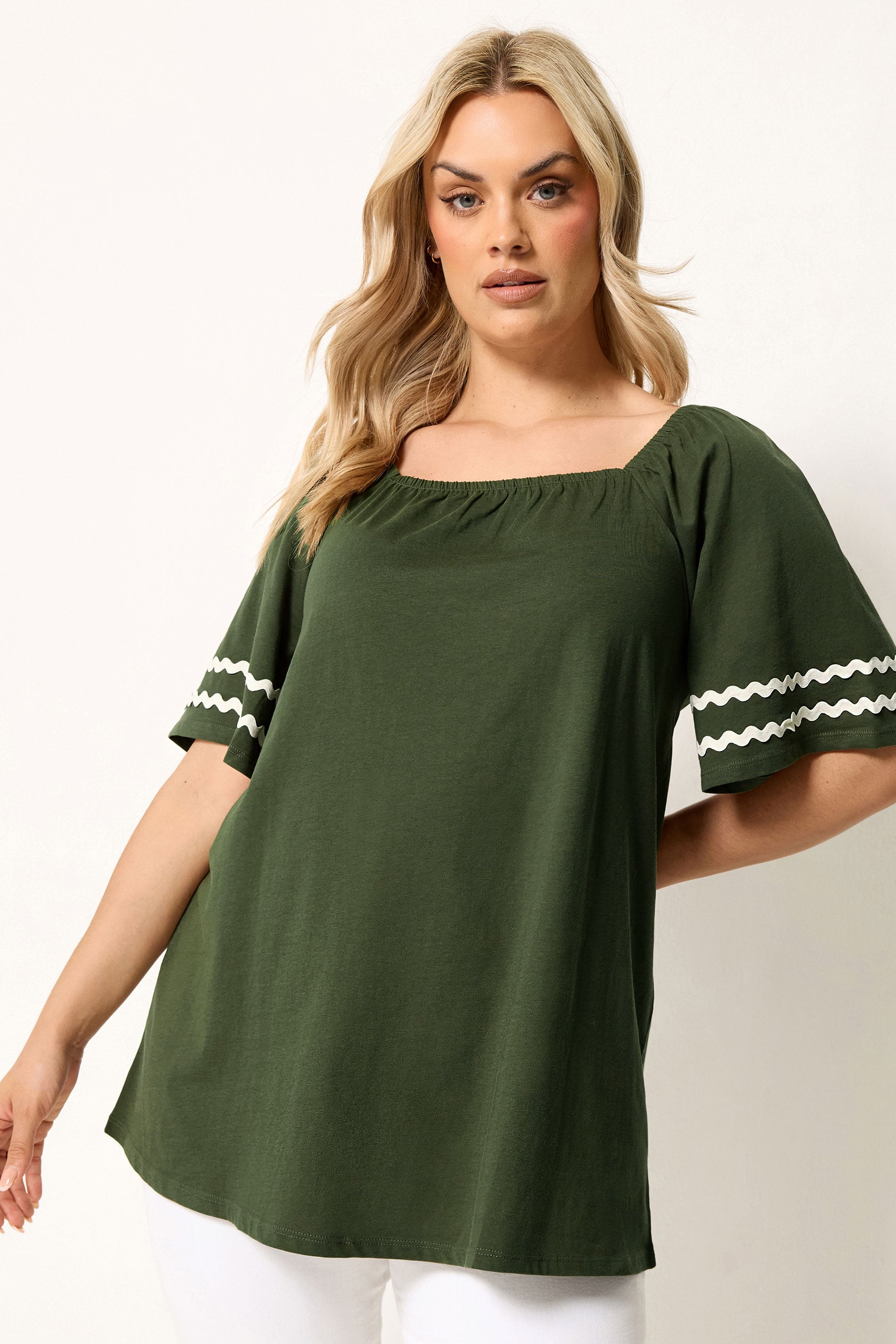 YOURS Plus Size Khaki Green Swing Blouse | Yours Clothing 3