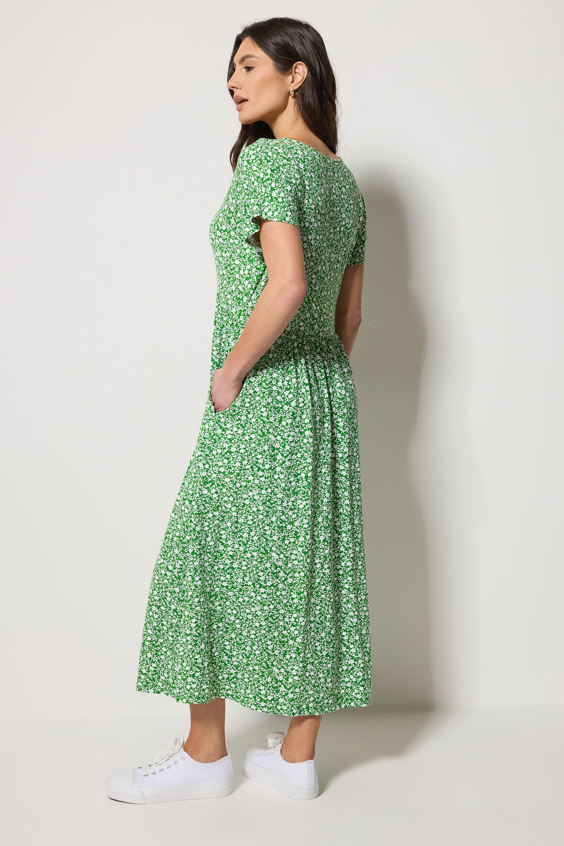 M&Co Green Floral V-Neck Midi Dress | M&Co 2
