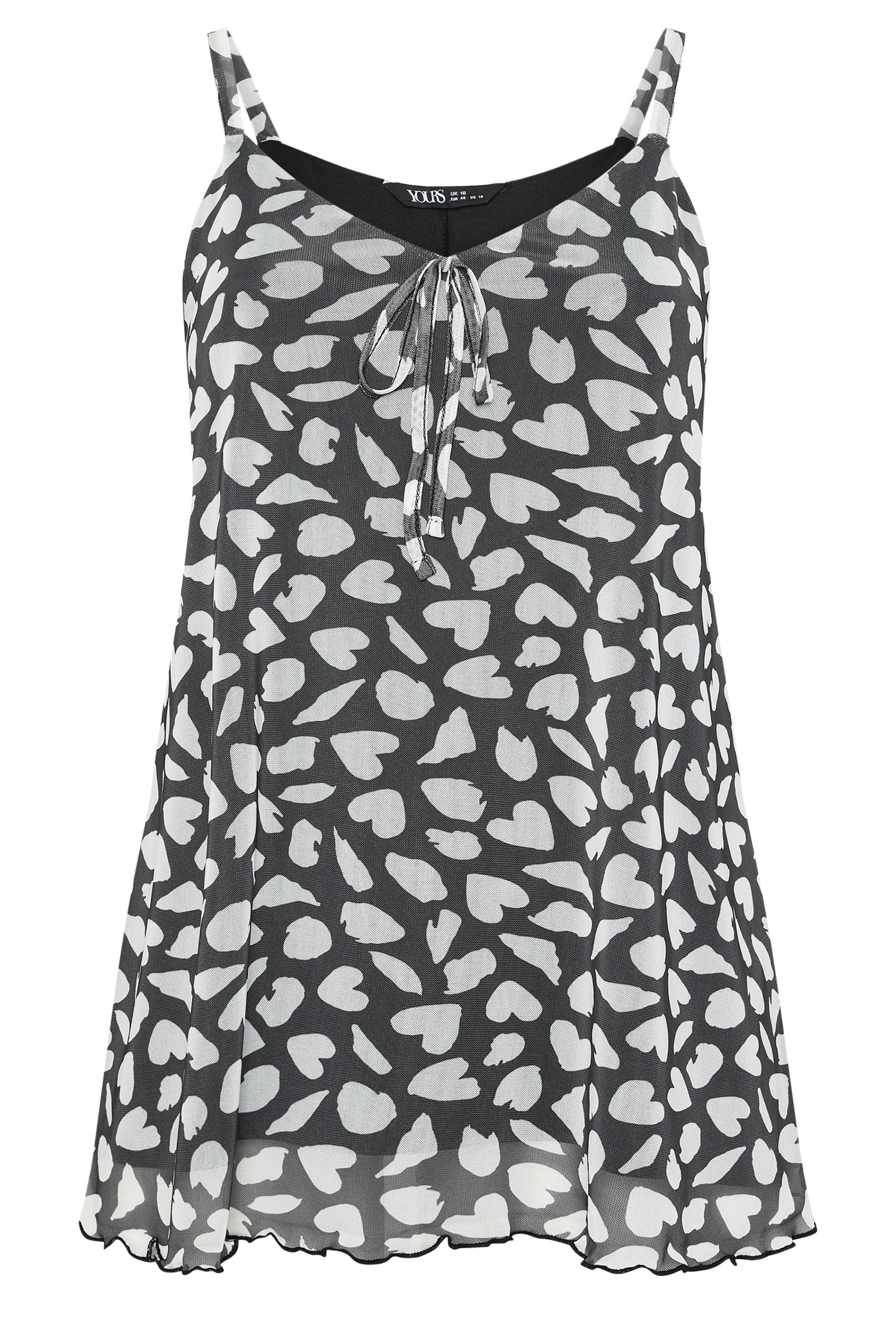 YOURS Plus Size Black Heart Mesh Vest Top | Yours Clothing 5