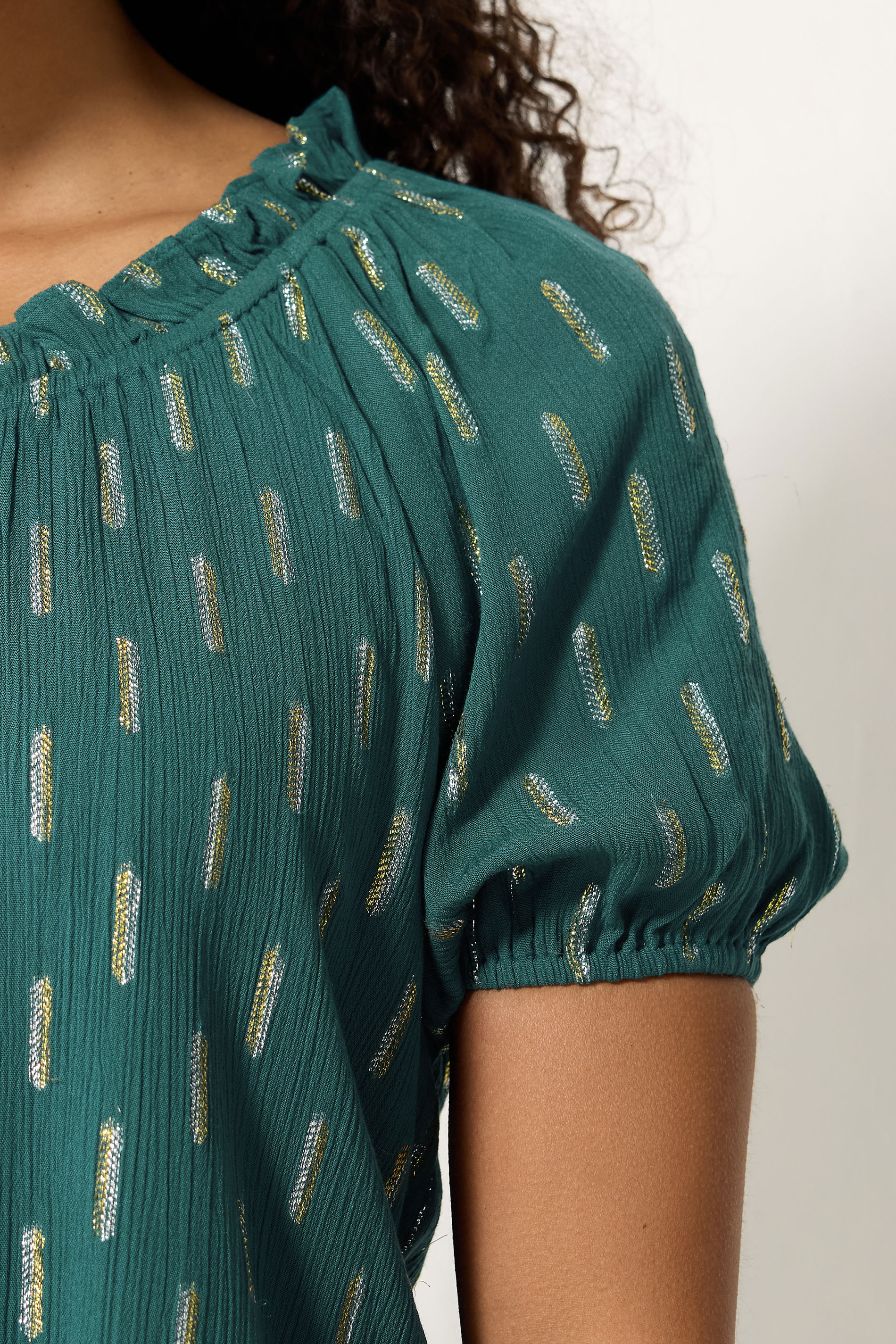 M&Co Teal Green Foil Detail Blouse | M&Co 4