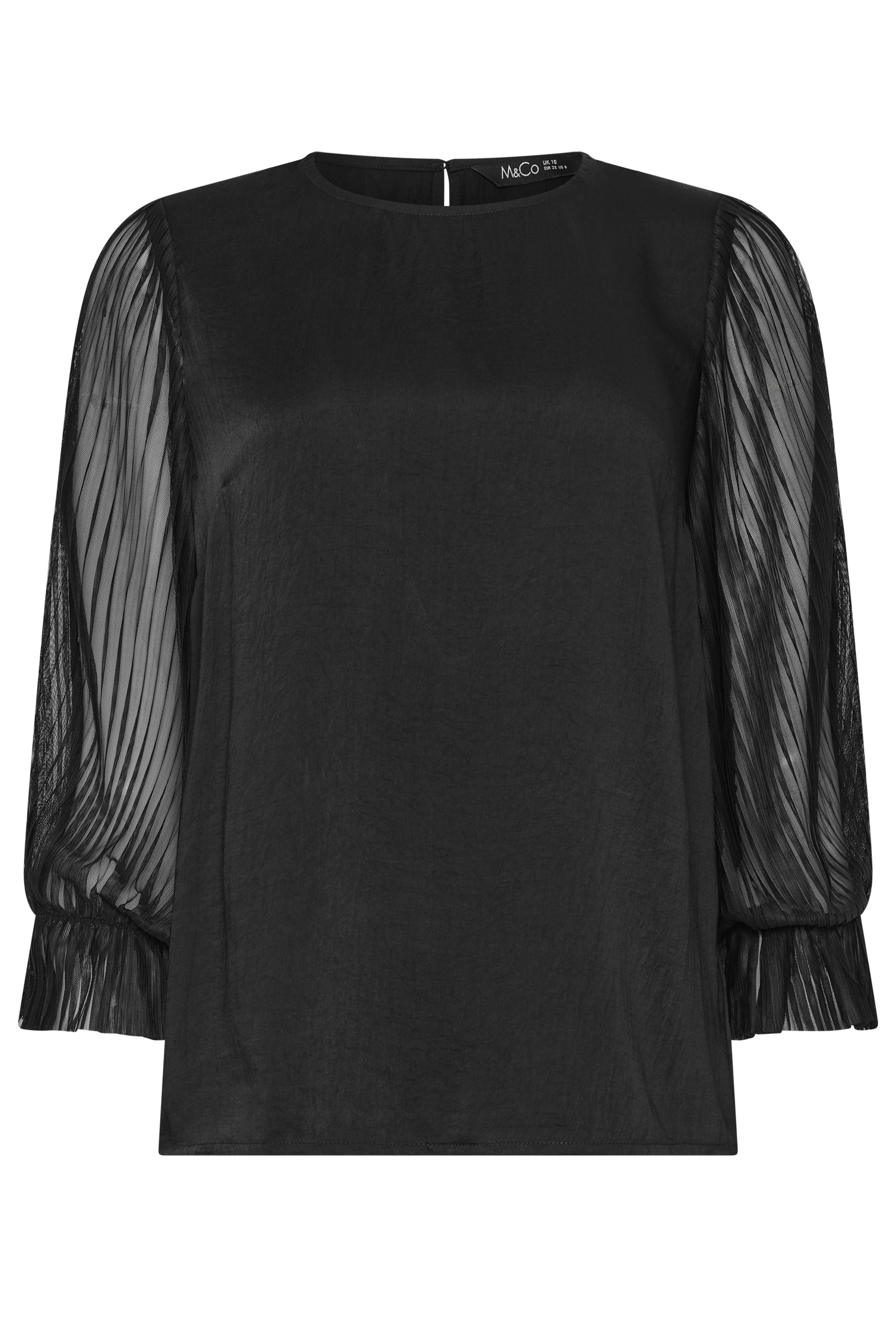 M&Co Black Pleated Sleeve Blouse | M&Co 5