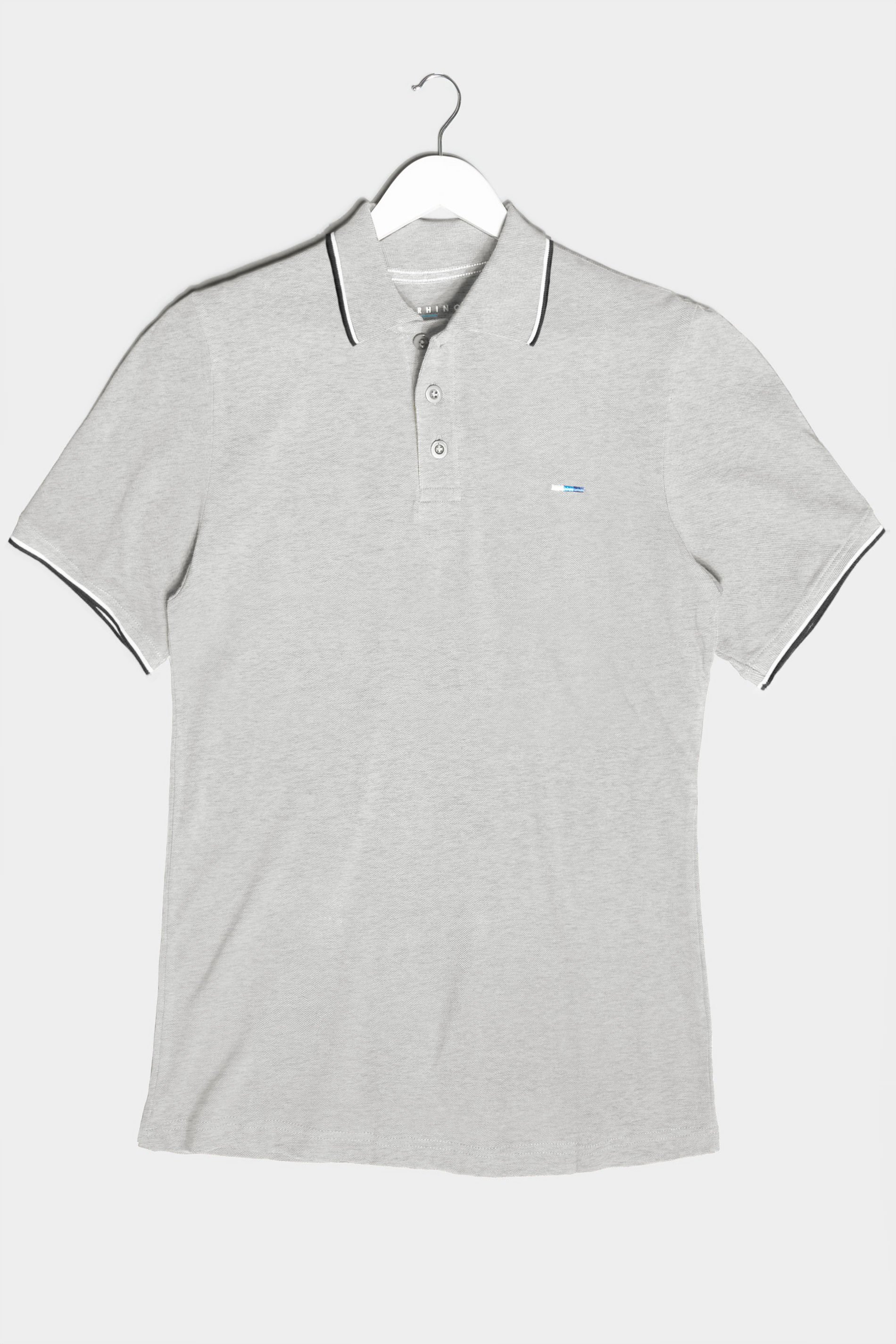 BadRhino Grey Marl Essential Tipped Polo Shirt | BadRhino