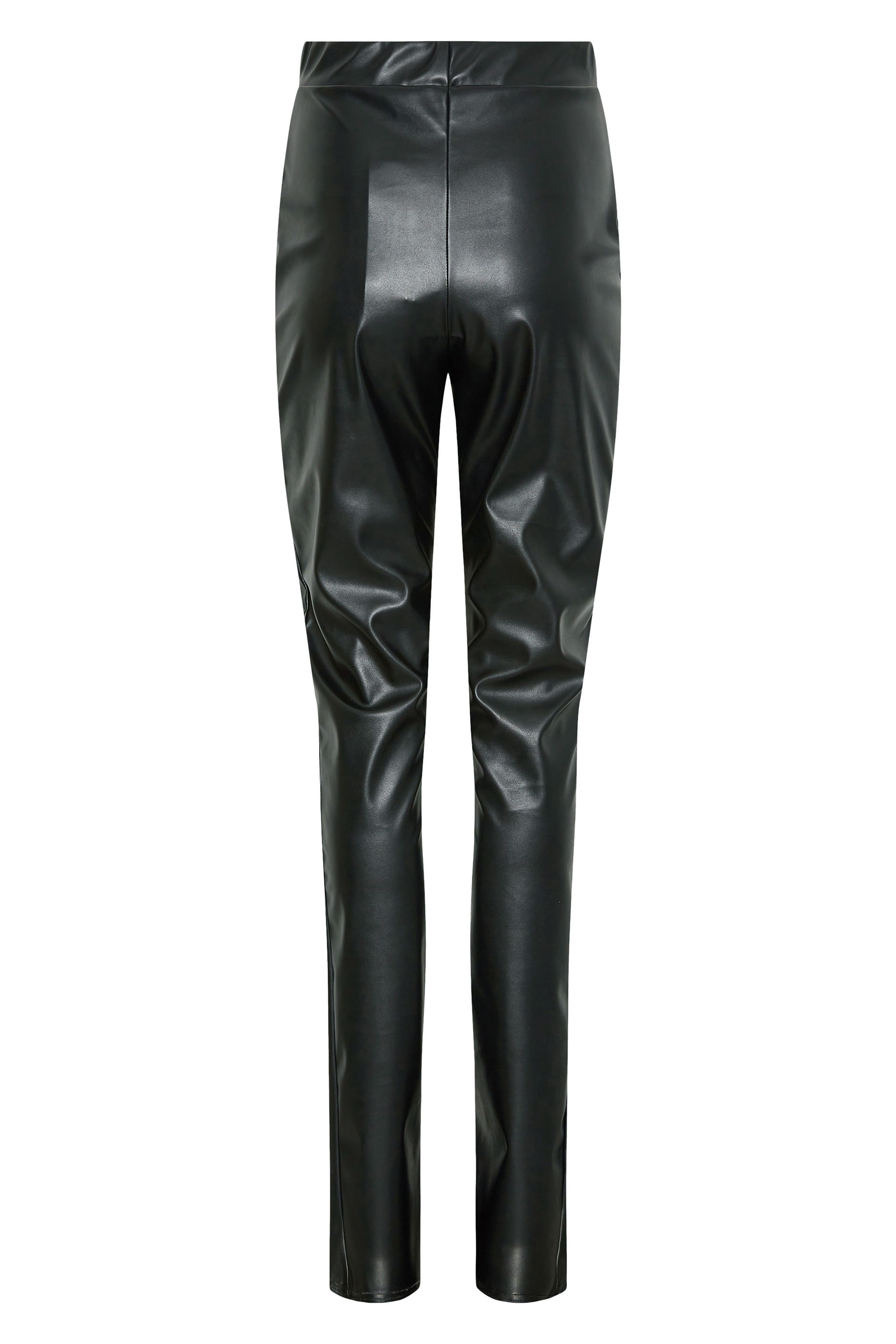 LTS Tall Women's Black Leather Look Slim Leg Trousers | Long Tall Sally